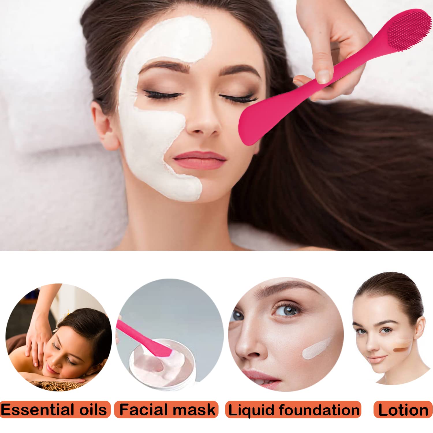Rampula Silicone Facial Cleansing Brush Pores Cleaner,Remove Blackhead,Remove Acne,Face Massager,Applicator,Spatula,Mud Mask,Diy