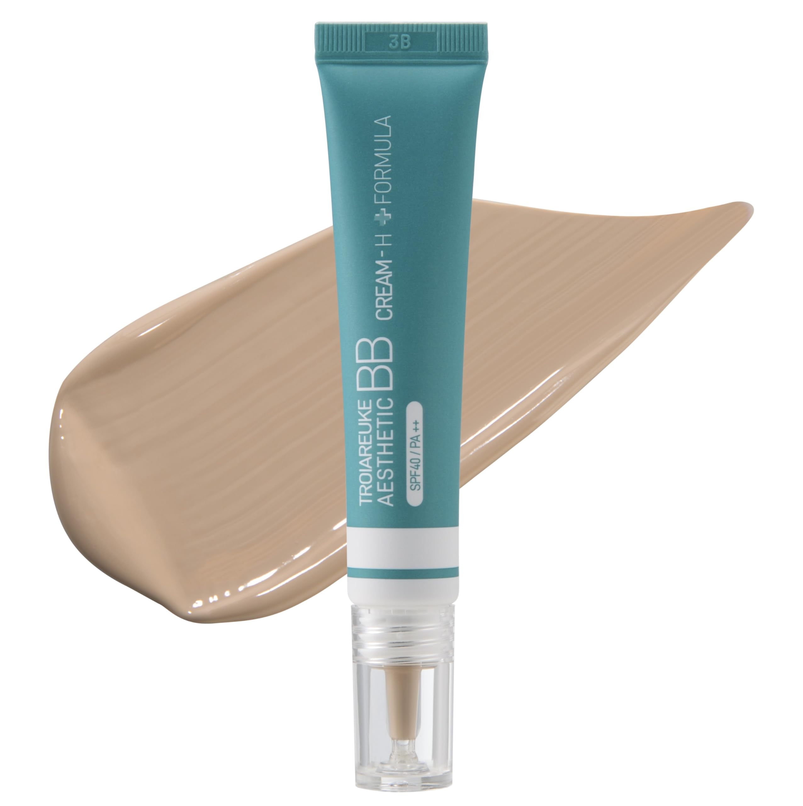 TROIAREUKE Aesthetic BB Cream H+ Formula SPF50+ PA+++, Lightweight Blemish Balm, Tinted Moisturizer with Medium Coverage, Lastin
