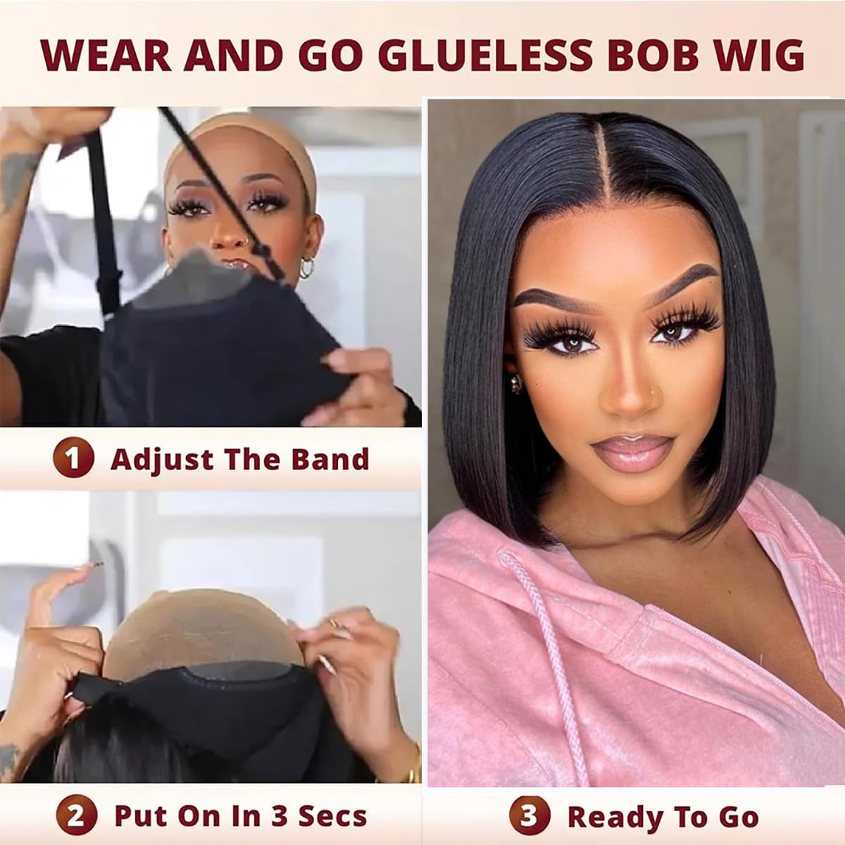 Maytune Wear And Go Glueless Bob Wigs Human Hair Pre Plucked Pre Cut Upgrade 4X4 Hd Lace Closure Wigs Human Hair For Beginners S
