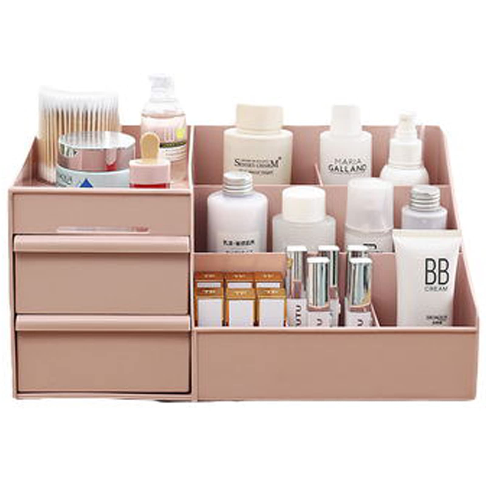 skin care organizer,Makeup Desk Organizer With Drawers,Countertop Organizer for Cosmetics,Vanity brush with Holder for Lipstick,