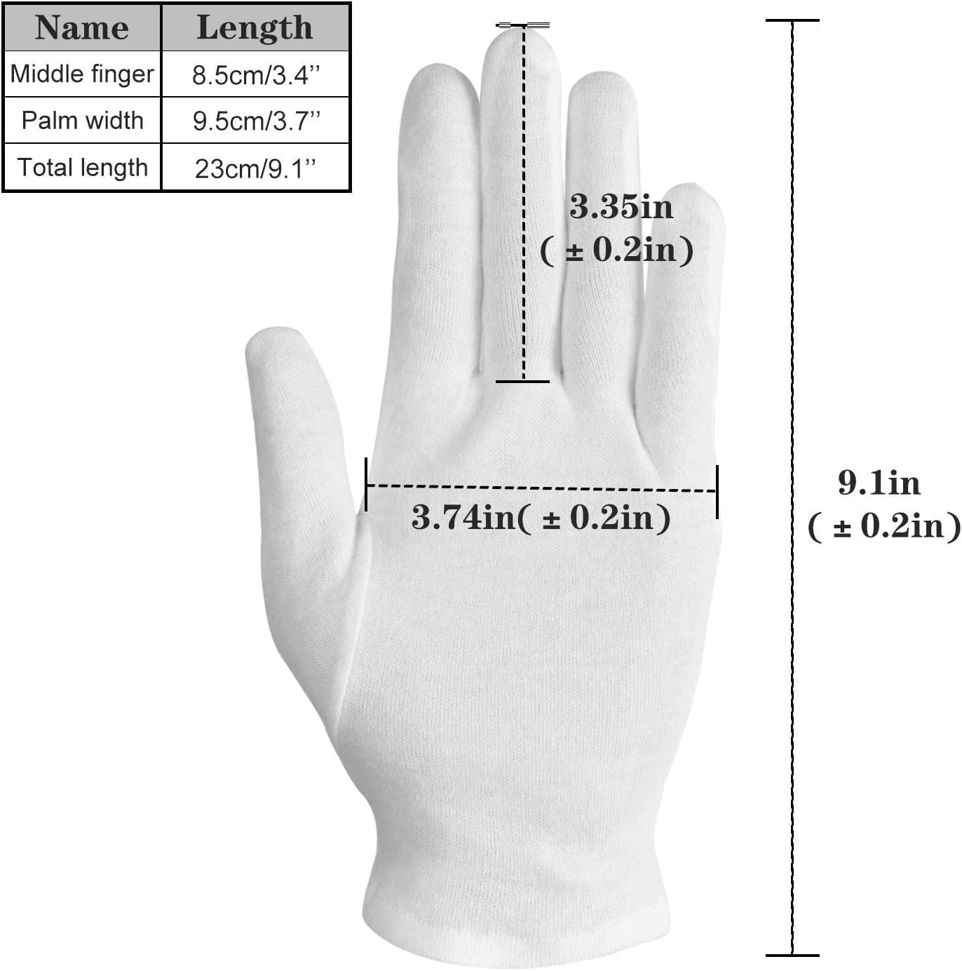 100% Cotton Gloves, 3 Pairs White Cotton Gloves For Women Dry Hands Eczema Serving - Archival Coin Jewelry Inspection Gloves(3 P