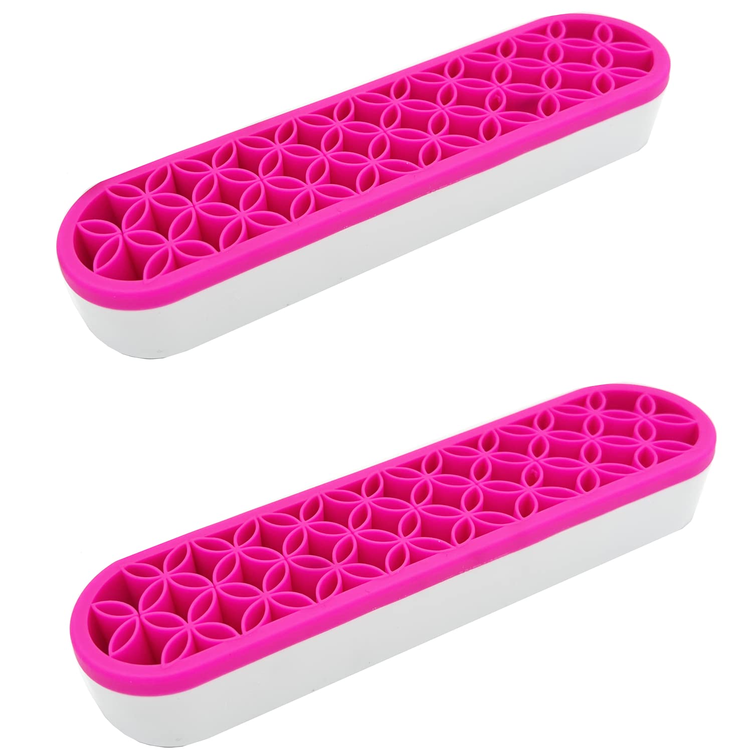 TANG SONG 2 PCS Silicone Make up Brush Holder Cosmetic Storage Box Desktop Organizers (Pink)