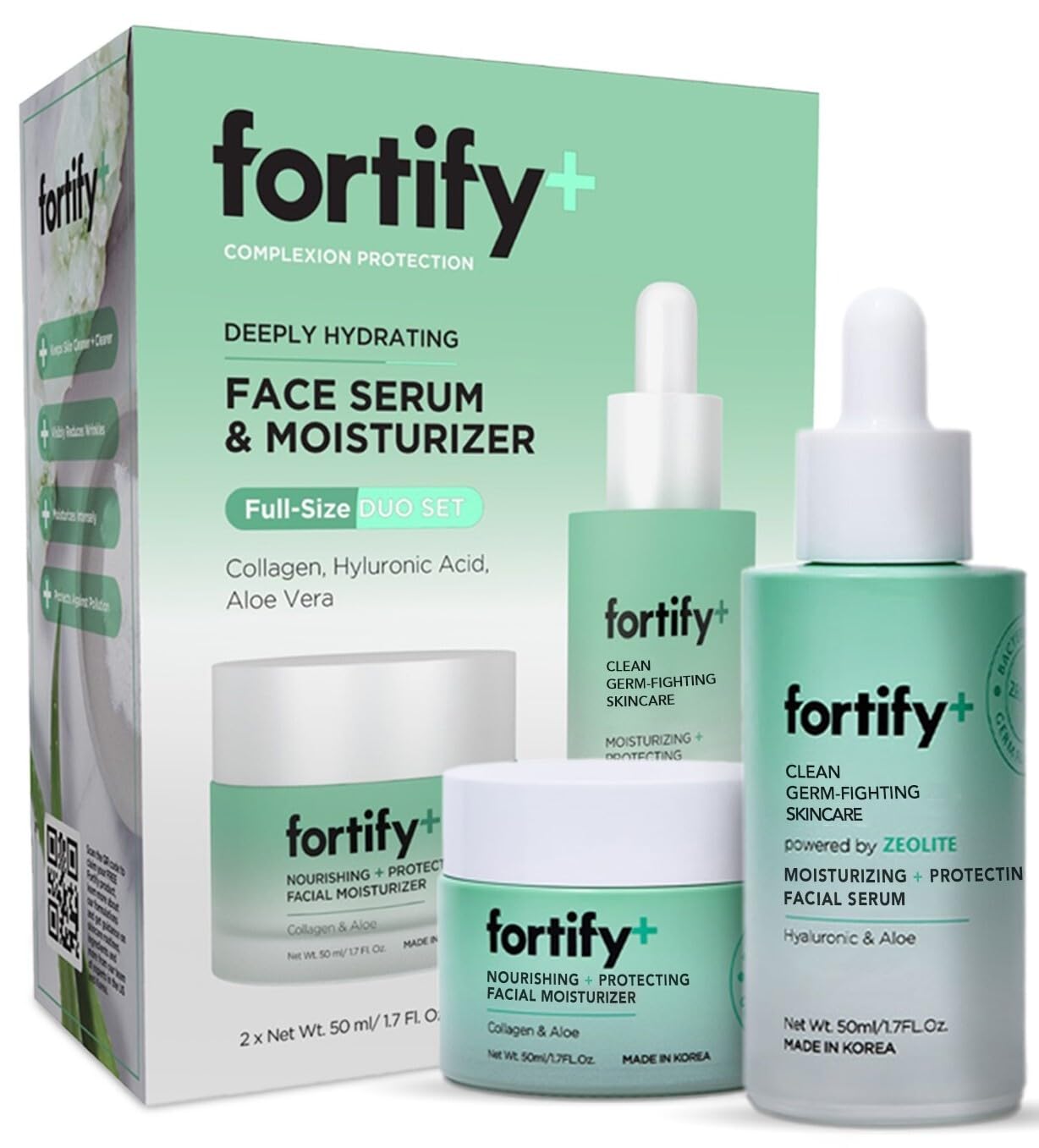 Fortify Ultimate Hydration Facial Set : Nourishing Moisturizer & Serum Duo - Hydrates & Protects Skin Barrier | Clean Beauty | M
