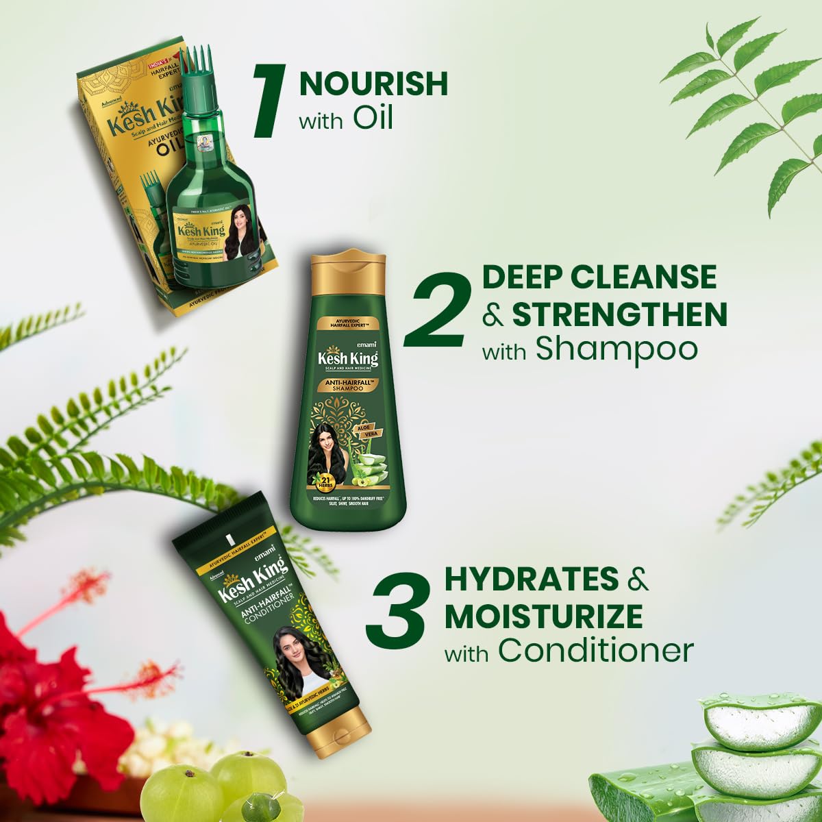 Kesh King Emami Anti Hairfall Shampoo | With Ayurvedic Herbs & Aloe Vera | Provides Healthy Nourished Scalp | For Shiny Smooth H