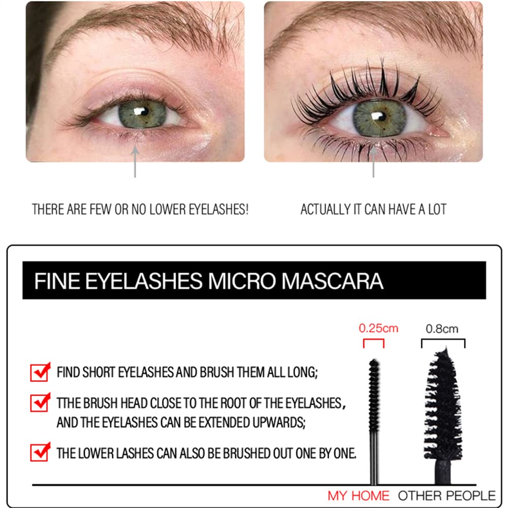 Mini Brush Mascara, For Short And Sparse Eyelashes,Lengthening And Thick, Volume, Long Lasting, Waterproof & Smudge-Proof, All D