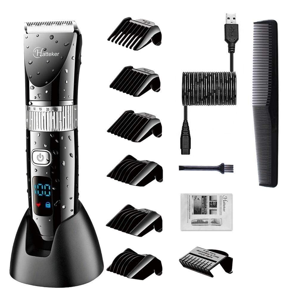 Hatteker Cordless Hair Trimmer Pro Hair Clippers Beard Trimmer For Men Haircut Kit Cordless Usb Rechargeable Waterproof