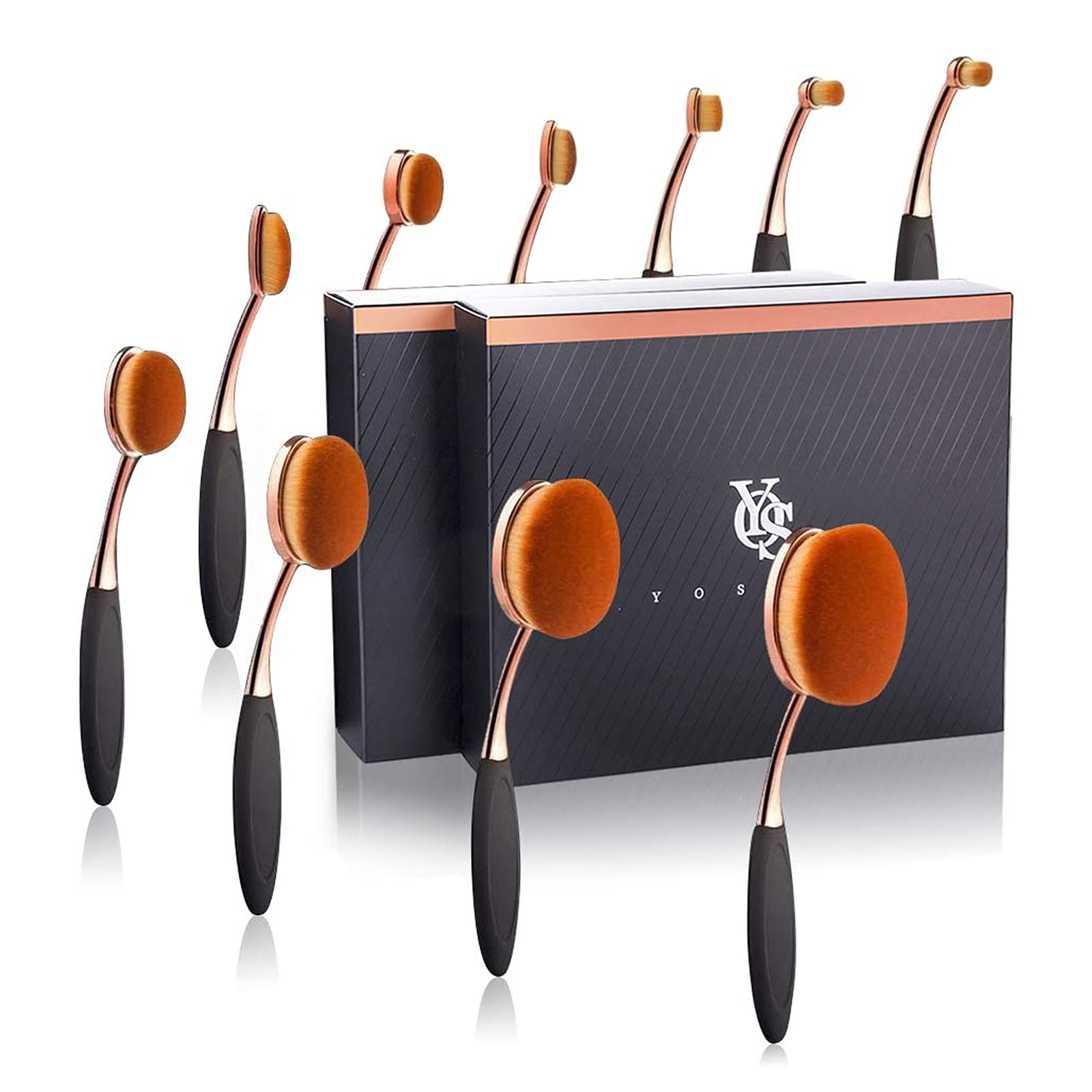 Yoseng Makeup Brushes Set 10Pcs Professional Oval Toothbrush Foundation Contour Powder Blush Conceler Eyeliner Blending Brush Ne