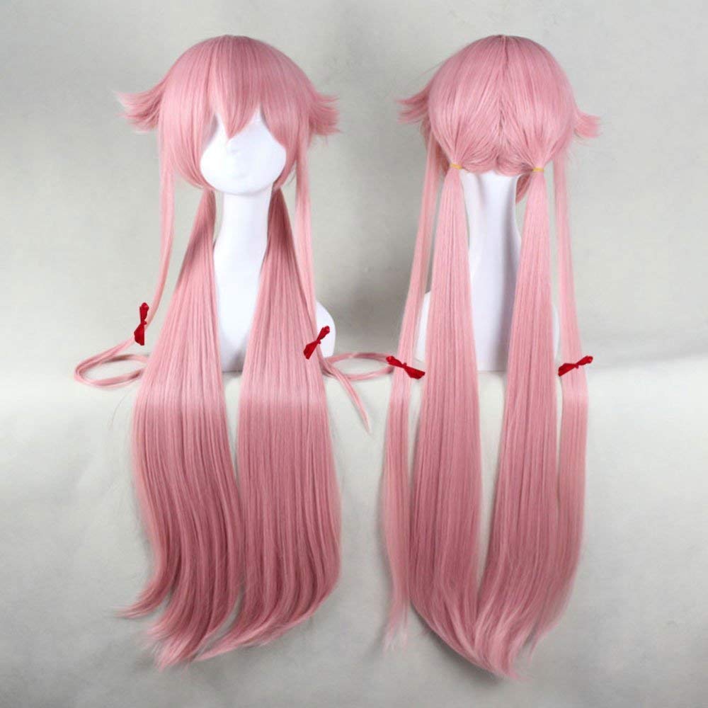 Anogol Hair Cap+Pink Long Straight Anime Game Cosplay Costume Party Full Head Wig Cosplay Wig For Halloween Wigs Women Cosplay W