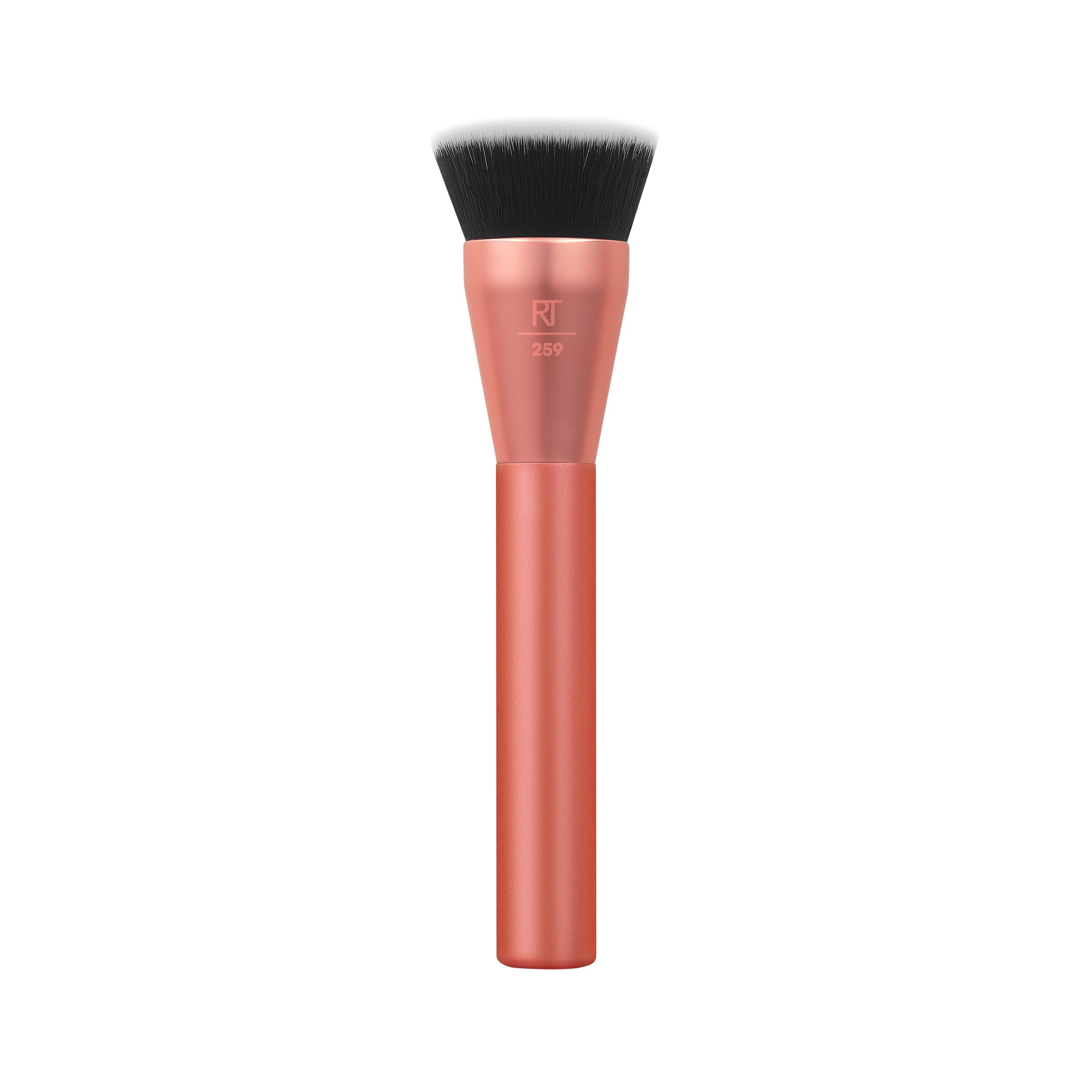 Real Techniques Glow Round Base Makeup Brush, For Liquid & Cream Makeup, Flat Top Foundation Brush For Buffing & Blending Up Cov