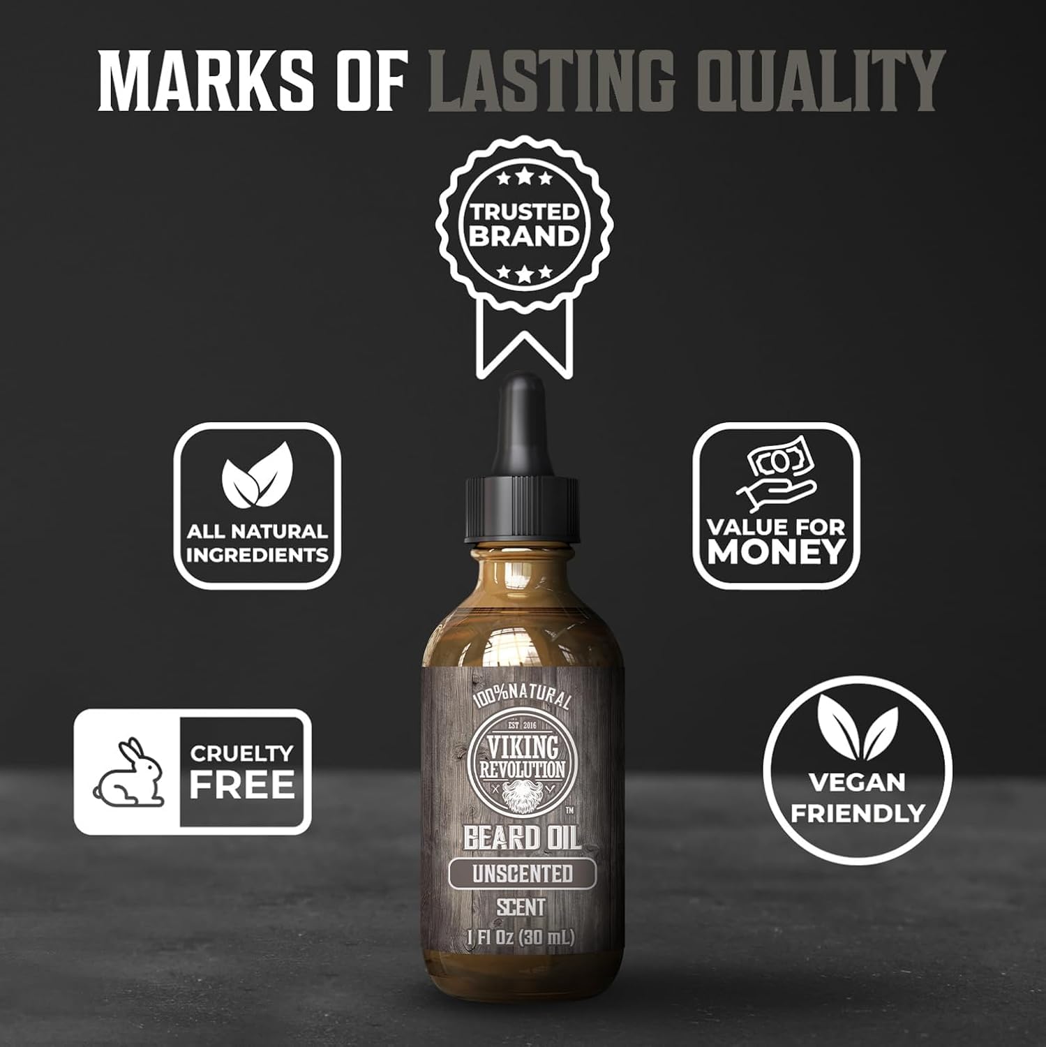 Viking Revolution Unscented Beard Oil For Men - Natural Mens Beard Oil With Argan Oil And Jojoba Oil - Beard Softener, Strengthe