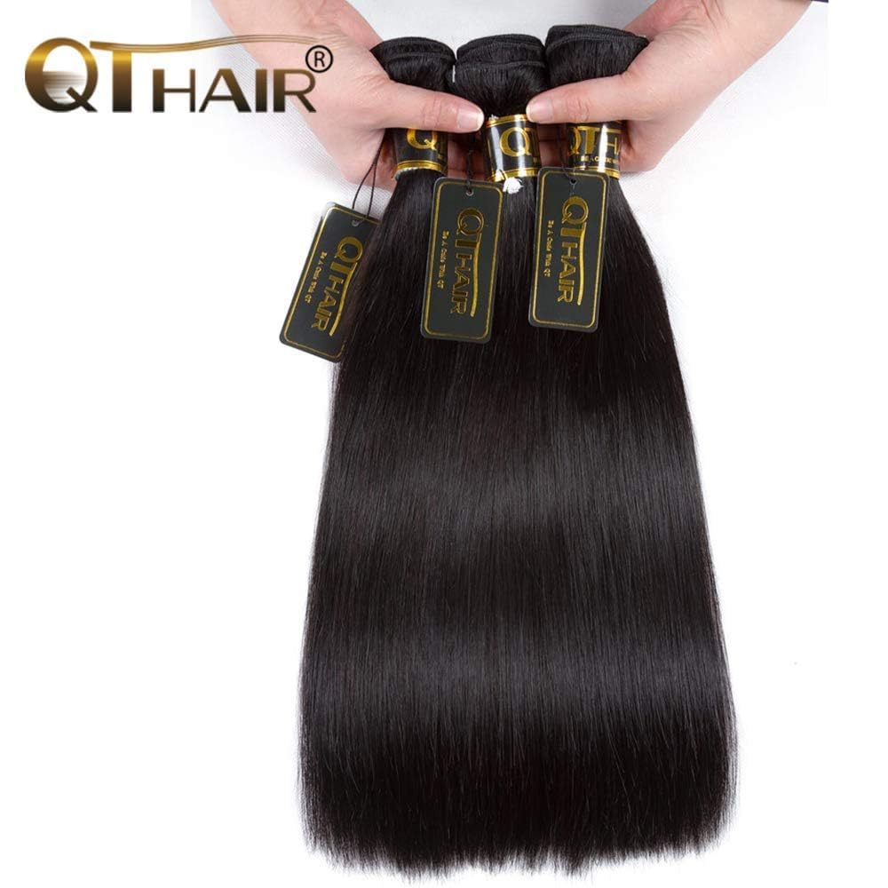 Qthair 14A Grade Straight Human Hair Bundles 16'' 16'' 18'' 100% Unprocessed Virgin Indian Human Hair Extensions For Women Human