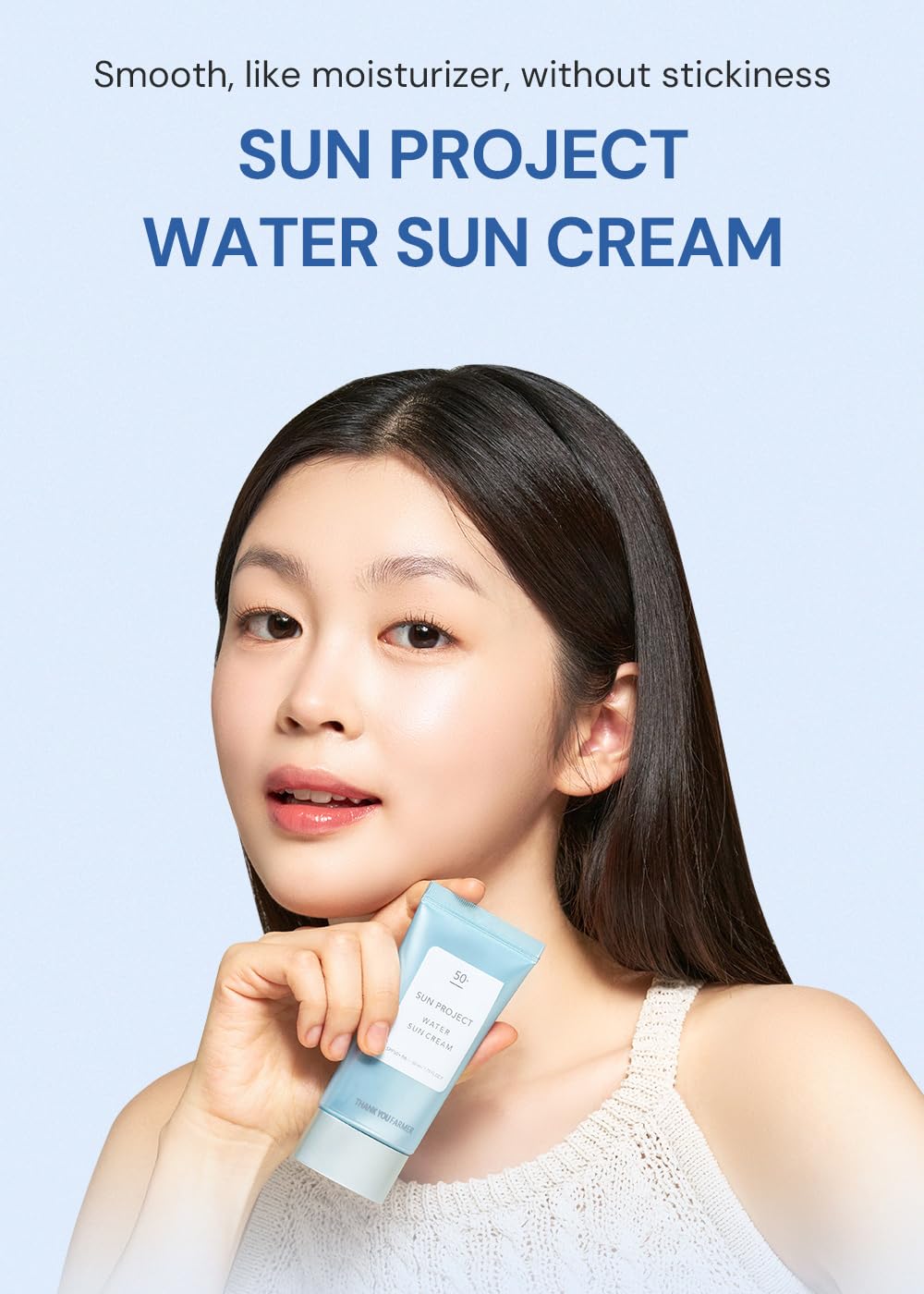 Thankyou Farmer Sun Project Water Sun Cream 1.75 Fl Oz (50Ml) - Travel Size Sunscreen, Face Sunscreen For Sensitive Skin, Korean