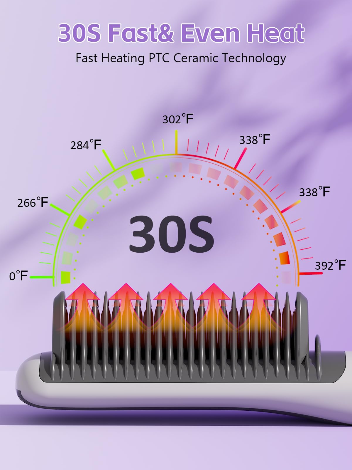 Hair Straighteners For Women,Hair Straightener Brush,Anti-Scald Ceramic Straightening Comb 30S Fast Heating,Automatic Shutdown I