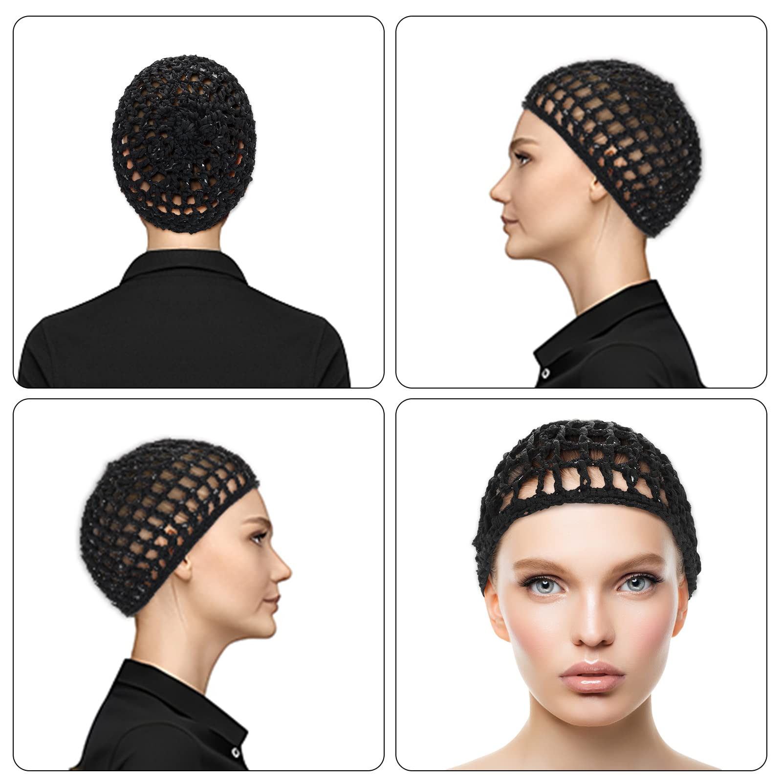 Wllhyf 2 Pcs Hair Nets Cap Sleeping Hairnet Snoods Wrap Bonnets Long Straight Curl Wig Head Protector Black Mesh Wrapping Croche