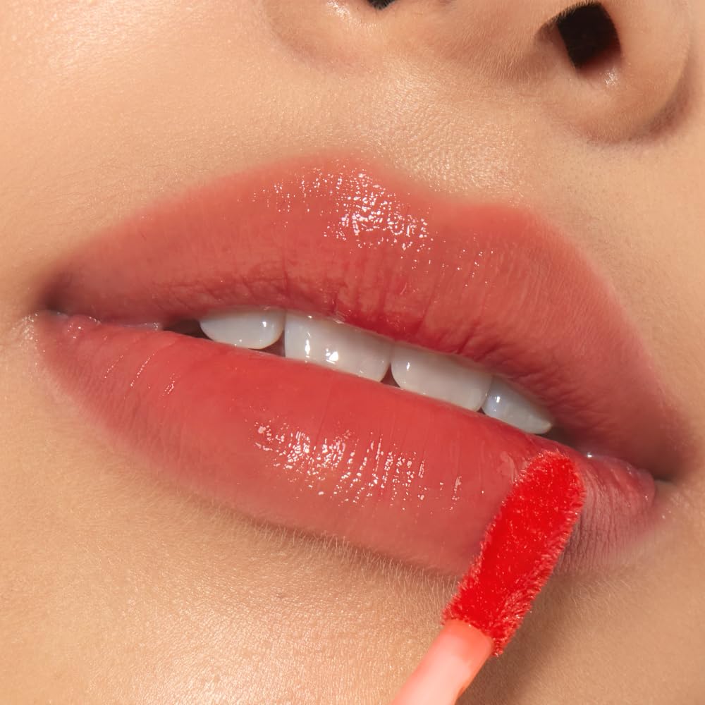 Etude Glow Fixing Tint #6 Peach Blended | Non-Sticky Glossy Shine Lip Stain | Fills Up With Comfortable Moisture | Tints For Dry