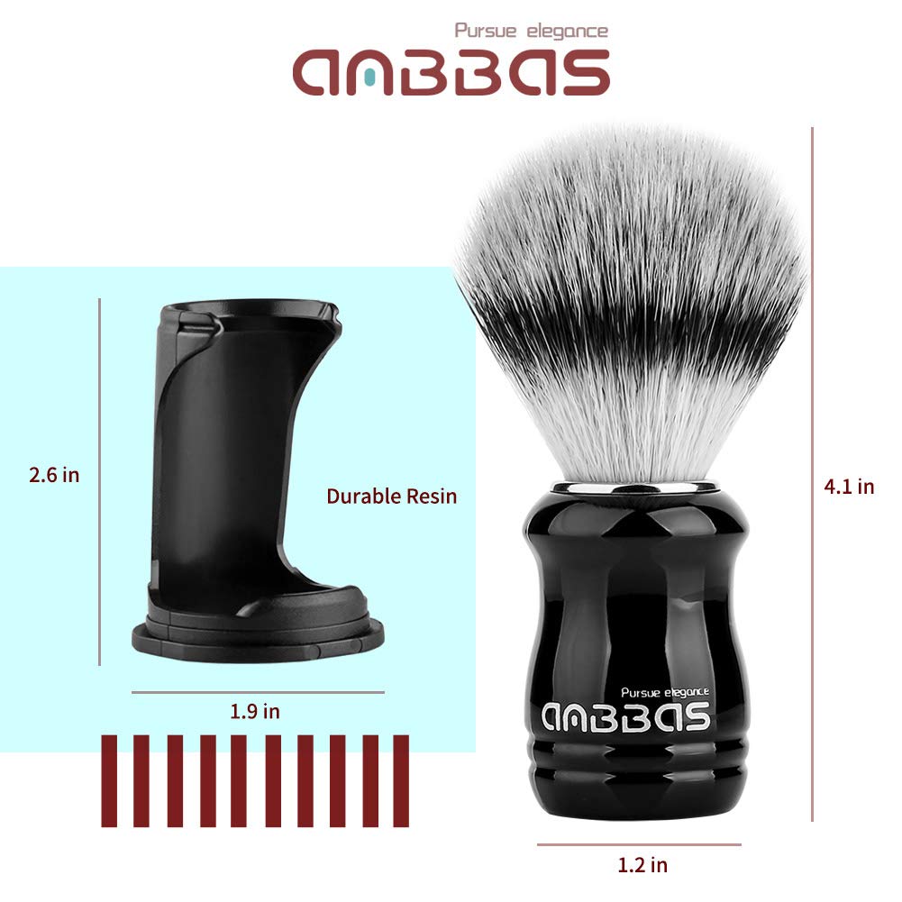 Synthetic Badger Shaving Brush With Black Holder Stand Anbbas 2In1 Resin Handle Foam Brush Set For Men Close Wet Shave