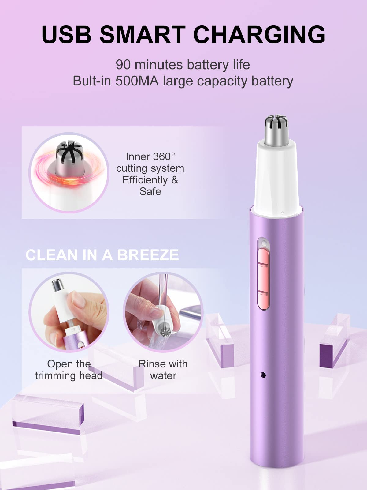 Ahhfei Rechargeable 5 In 1 Ear And Nose Hair Trimmer For Women, 2024 Professional Painless Eyebrow & Facial Hair Trimmer With Po