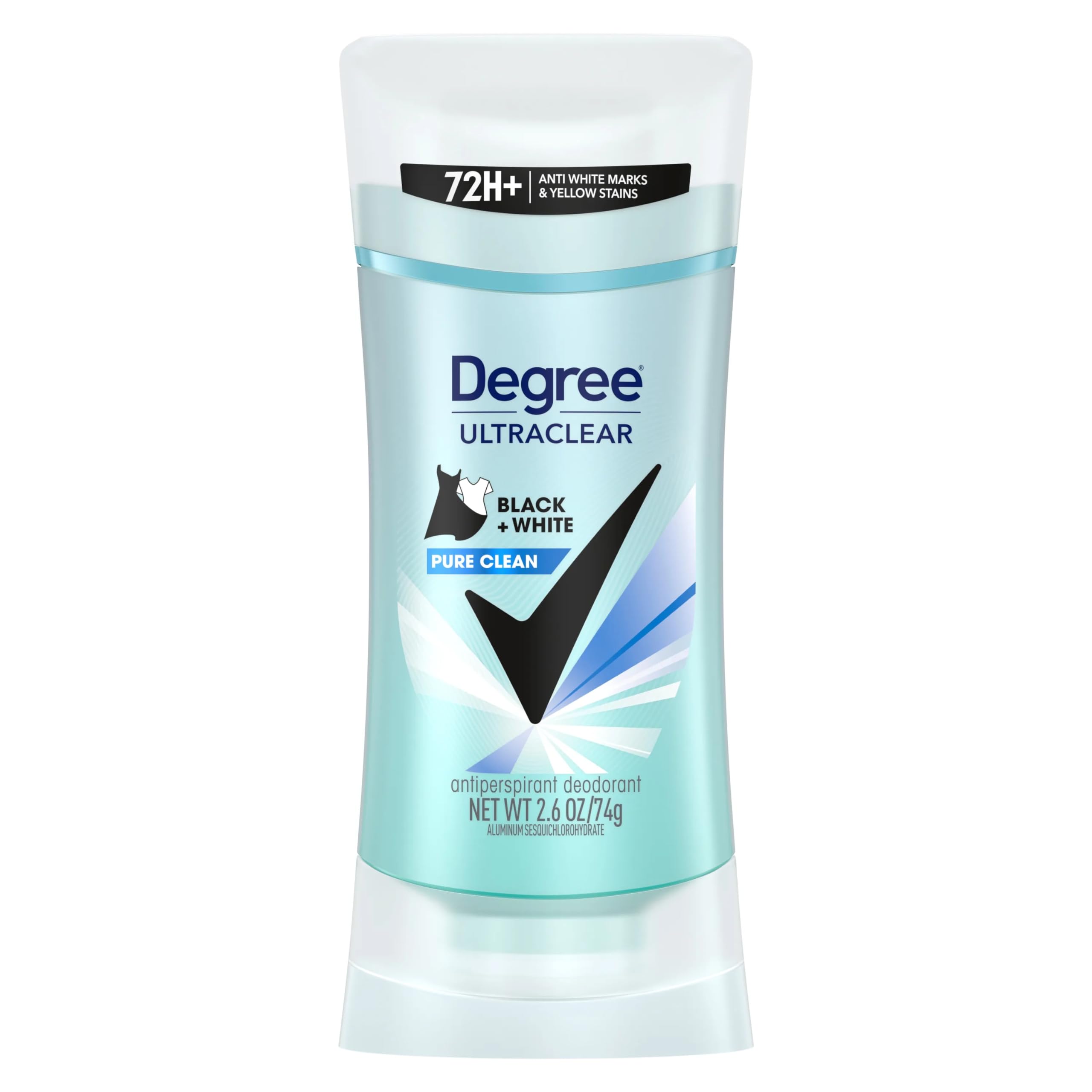 Degree UltraClear Black+White Pure Clean Antiperspirant Deodorant Stick, 2.6 oz (Pack of 12)