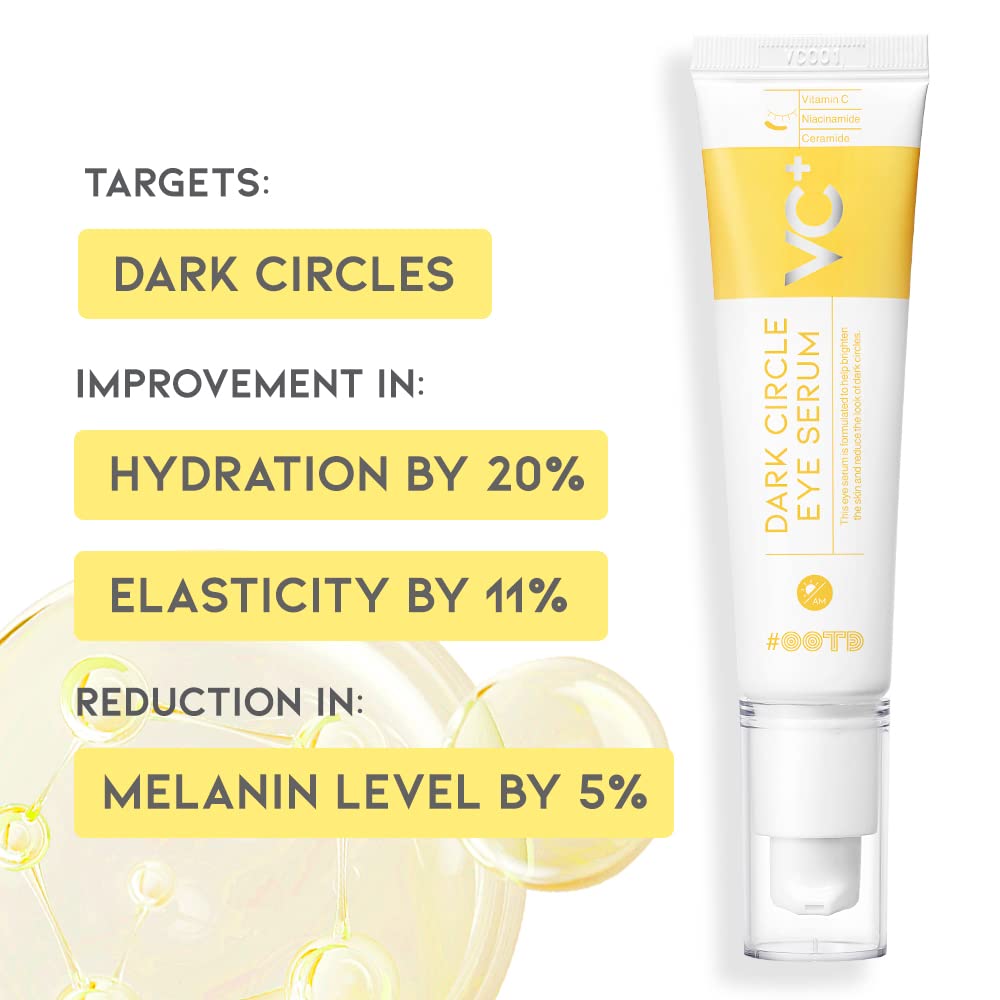 Dark Circle Remover Eye Serum, Eye Bags Treatment For Men And Women, Vitamin C, Niacinamide, Ceramide, Vegan Under Eye Treatment