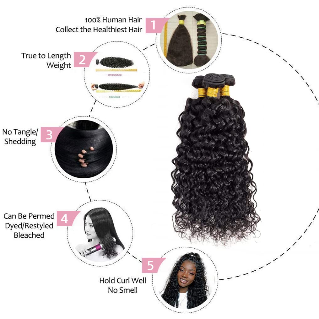 Human Hair Bundles With Closure (12 14 16+10