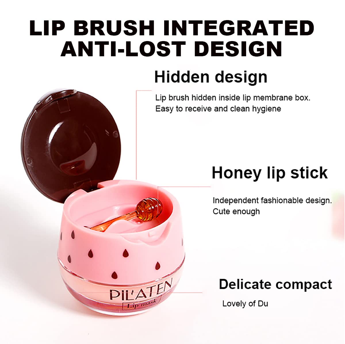 4Pcs Strawberry & Honey Lip Balm, Vitamin E Moisturizing Propolis Sleeping Lip Mask, Effective Reduces Lip Lines Prevention Dry