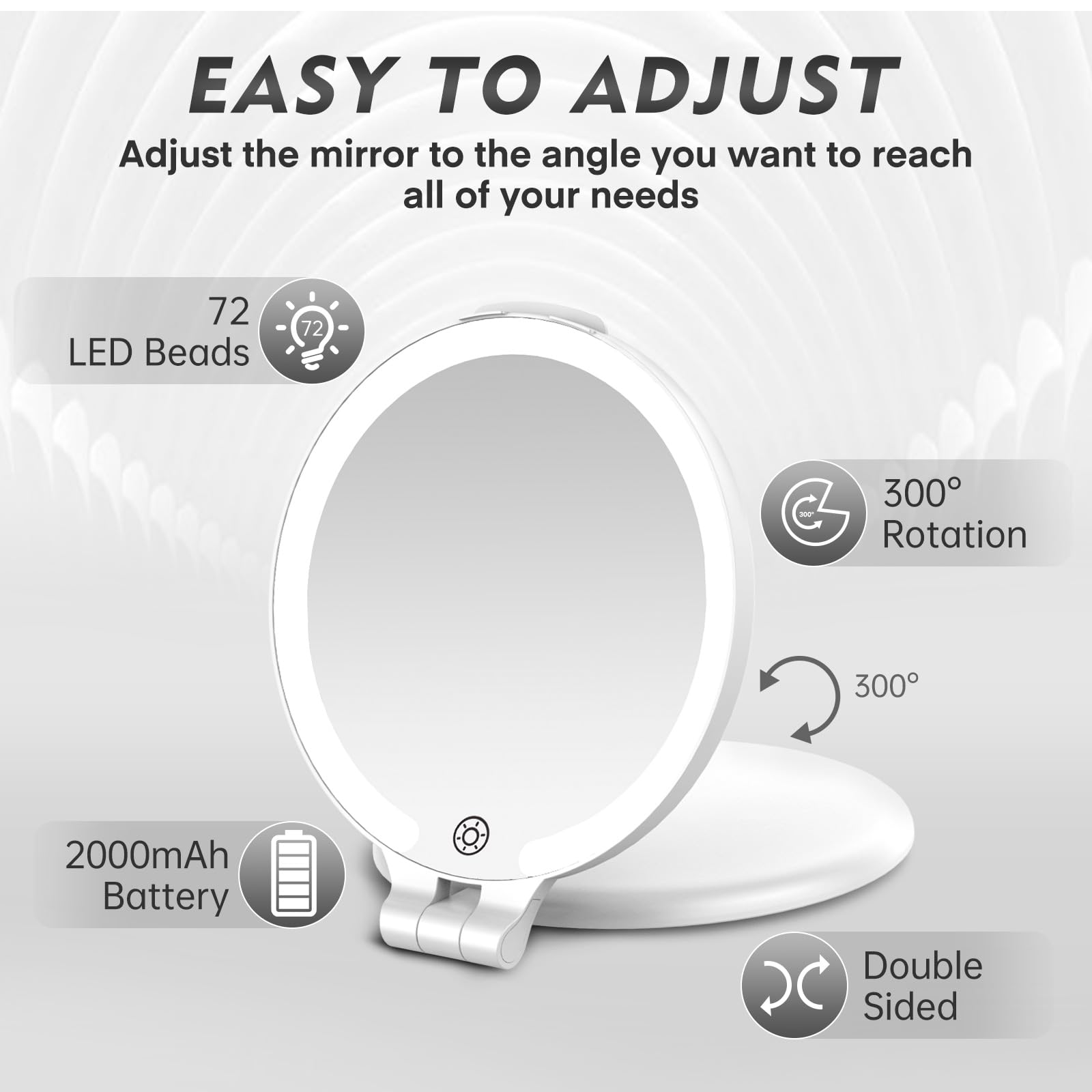 Funtouch 7'' Travel Magnifying Mirror With Lights, Rechargeable Portable 1X/10X Makeup Mirror For Travel Essential, For Women