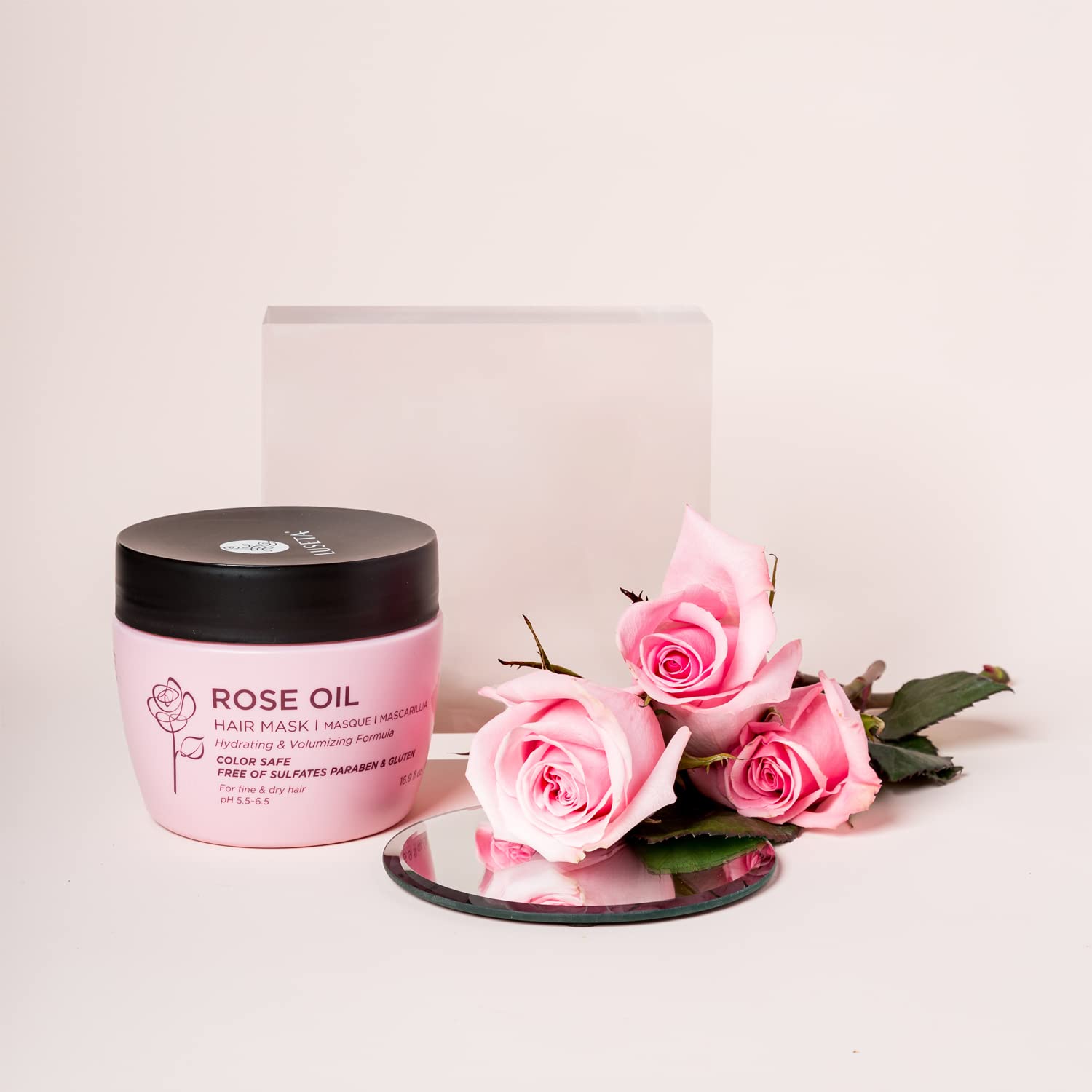 Luseta Rose Oil Hair Mask Moisturing & Hydrating Masque 16.9 Oz Deep Nourishment For Fine And Dry Hair, Sulfate And Paraben Free