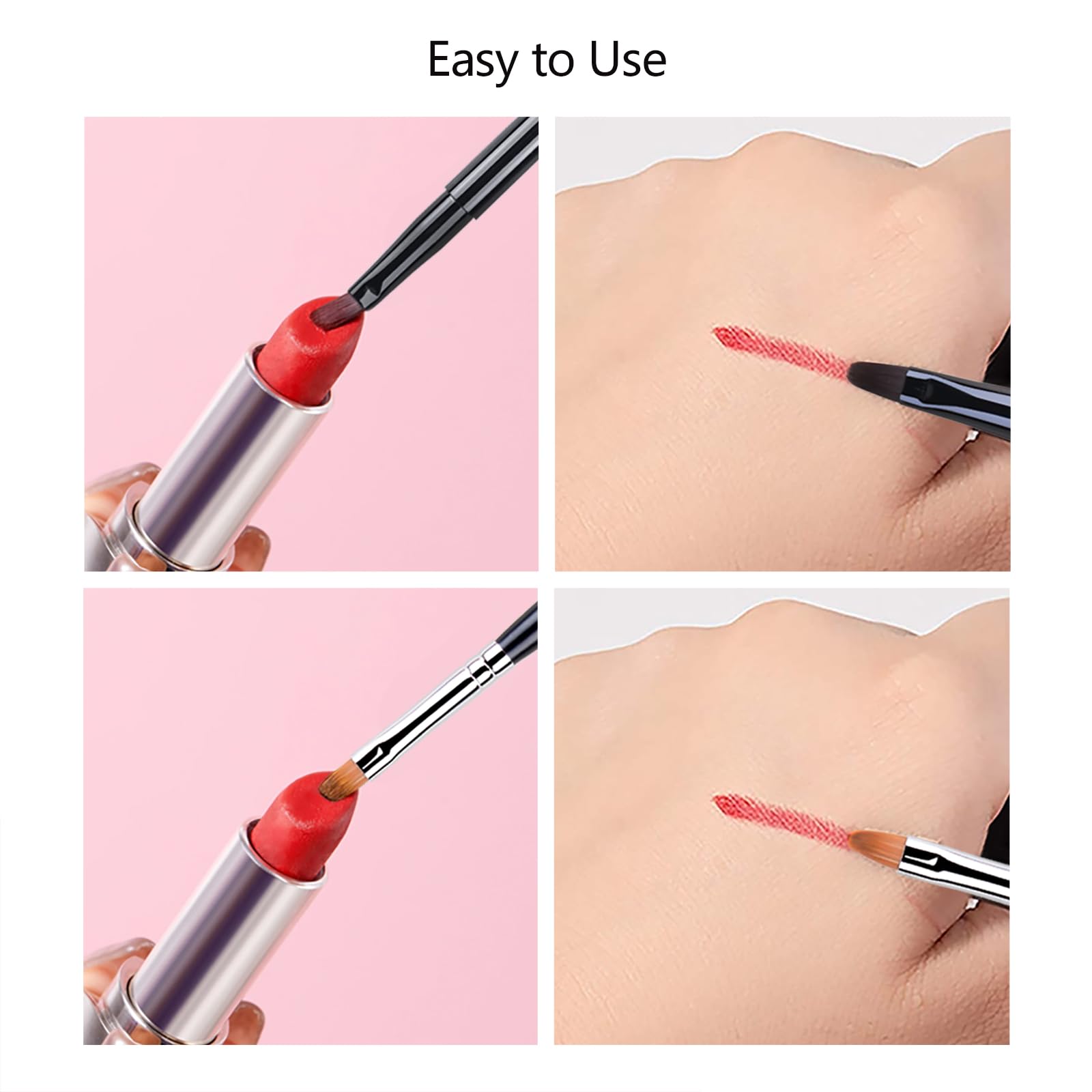 Generic Professional Lip Makeup Brushes For Lipstick Lip Gloss,Exquisite In Clude Lid, Silver