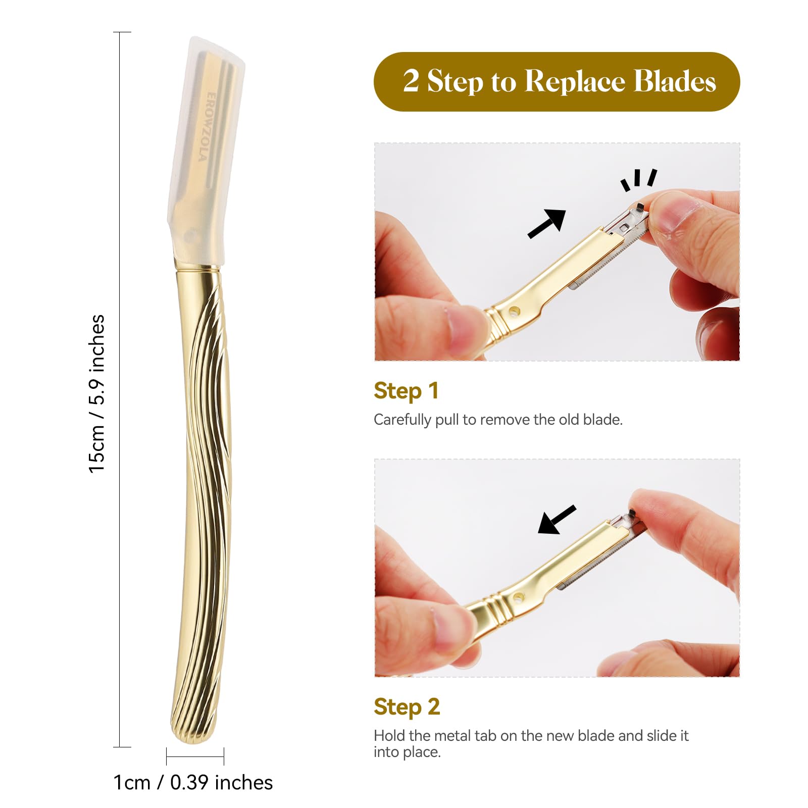 Erowzola Dermaplaning Tool For Face, Eyebrow Razor For Women And Men, Eyebrow Trimmer And Facial Shaver Dermaplane Razor For Pea