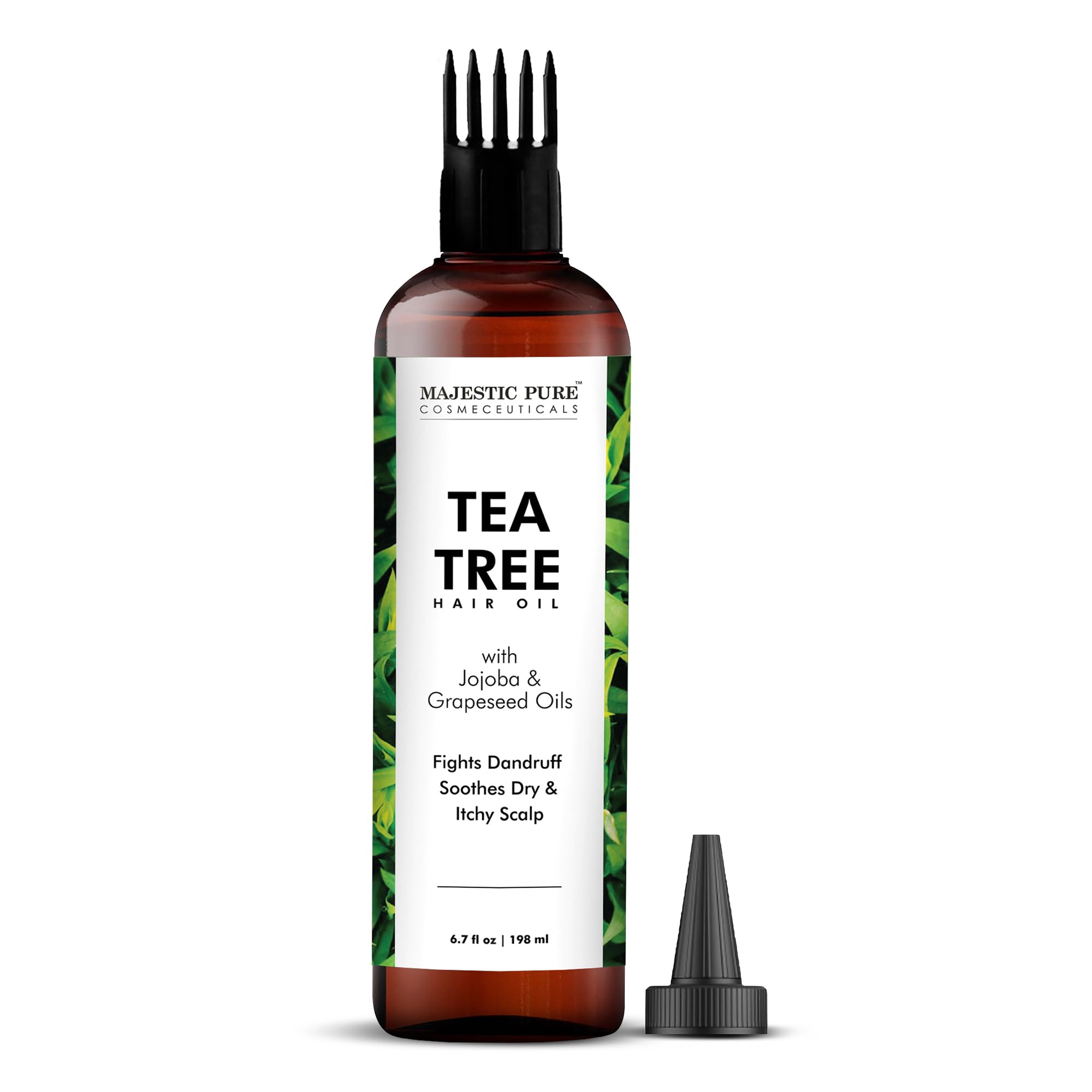 MAJESTIC PURE Tea Tree Oil for Hair | With Argan, Jojoba & Grapeseed Oils | Soothes Itchy Scalp & Fights Dandruff | Non GMO Veri