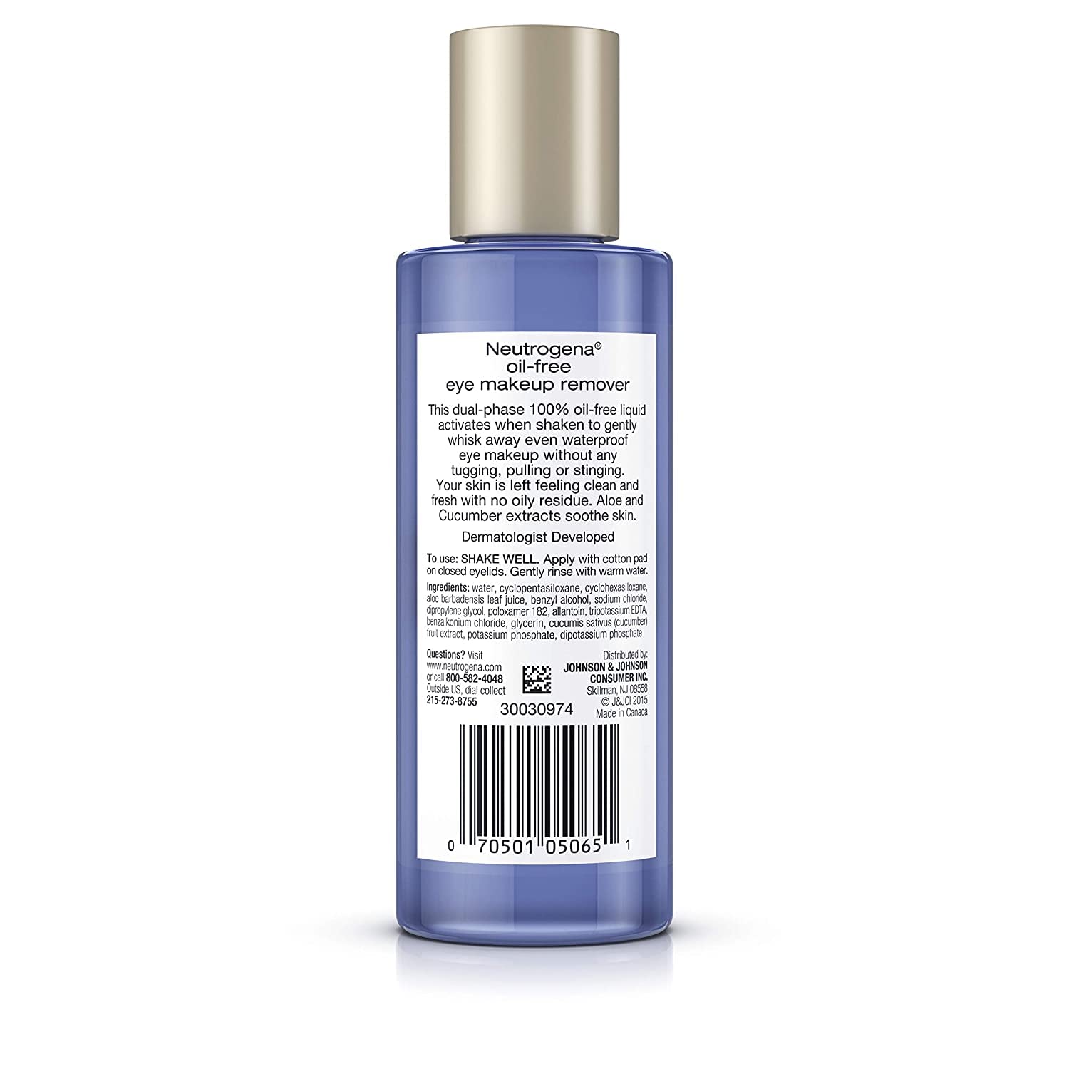 Neutrogena Cleansing Oil-Free Eye Makeup Remover, 5.5 Fluid Ounce (Pack Of 3)