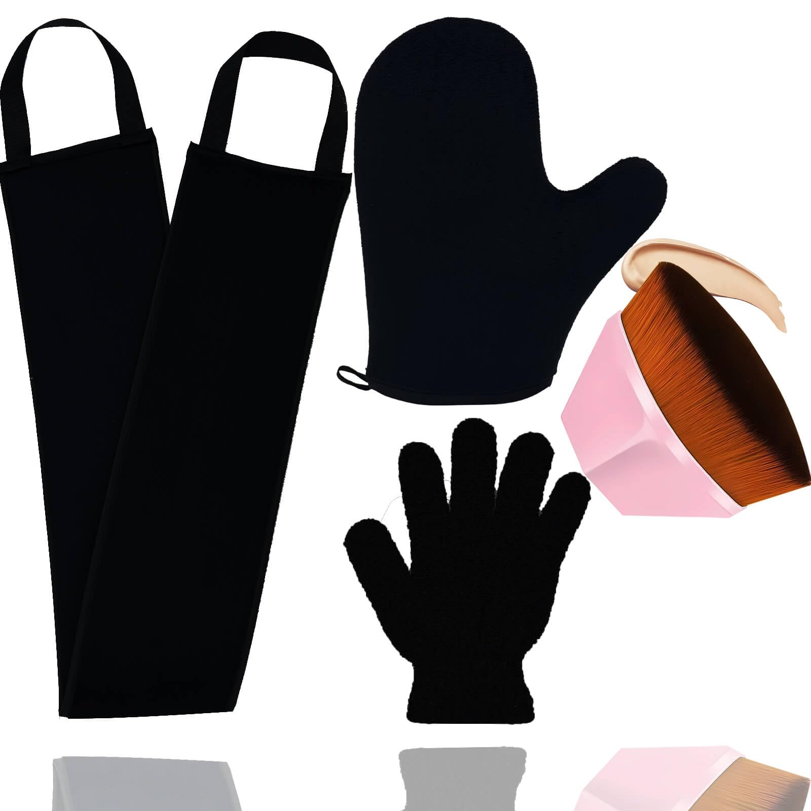 4Pack Self Tanning Mitt Applicator Set, 1 Self Tanning Mitt, 1 Self Tanner Lotion Back Applicator, 1 Self Face Tanner Brush, 1 E