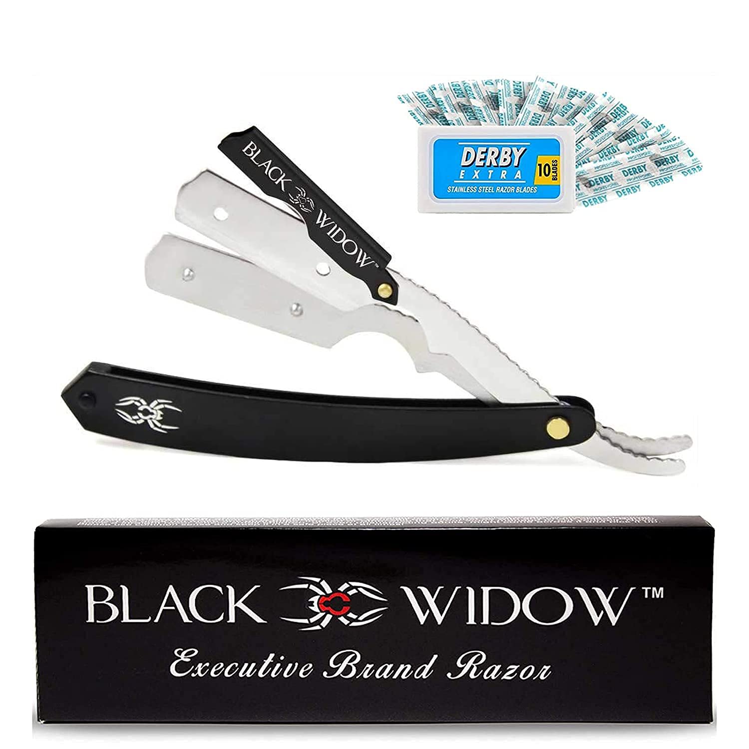 Barber Straight Razor, Professional Edge Razor - Barber Razor Compatible With Straight Razor Edge For Barber, Black Chrome By Bl