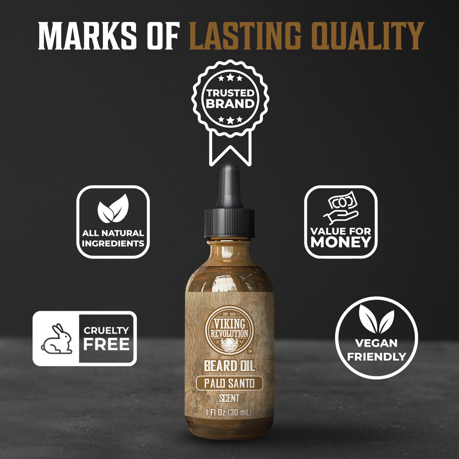 Viking Revolution Palo Santo Beard Oil For Men - Natural Mens Beard Oil With Argan Oil And Jojoba Oil - Beard Softener, Strength