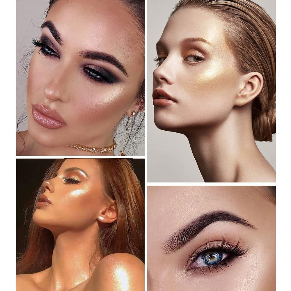 Akary Face Glitter Blush Pink Shimmer Highlighter Blusher Powder Makeup Cosmetics Facial Contour Corrector Shine Rouge (#01 Pear