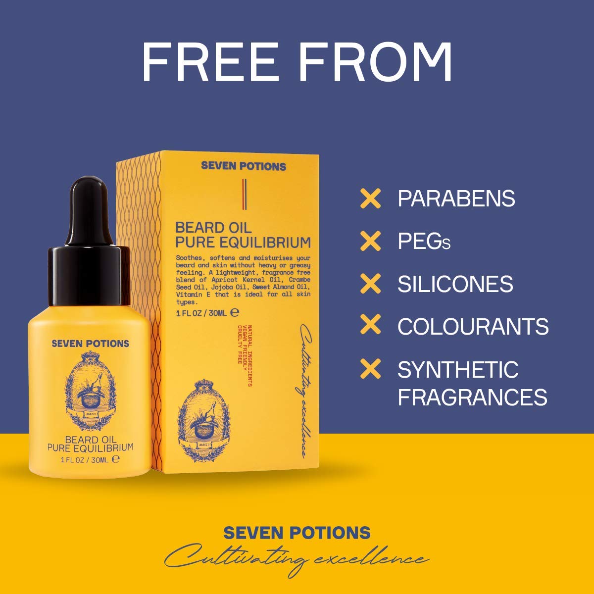 Seven Potions Beard Oil 1 Fl Oz Fragrance Free Beard Softener. Stops Beard Itch. Natural Beard Conditioning Oil. Contains Jojoba