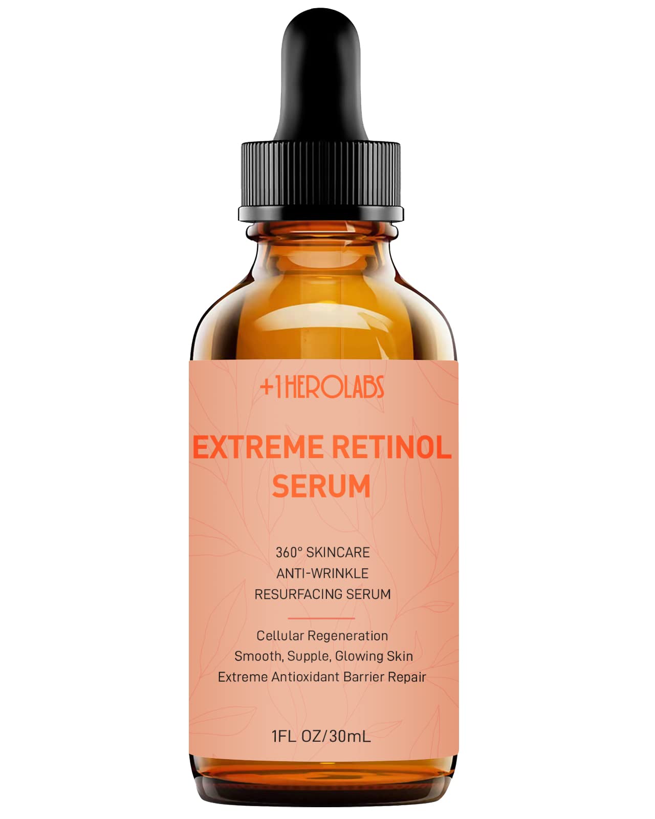 +1HEROLABS Retinol Serum 2.5% with Vitamin C & E, B5, Hyaluronic Acid - Anti-Aging, Dark Spot Corrector, 1 Fl Oz, Orange