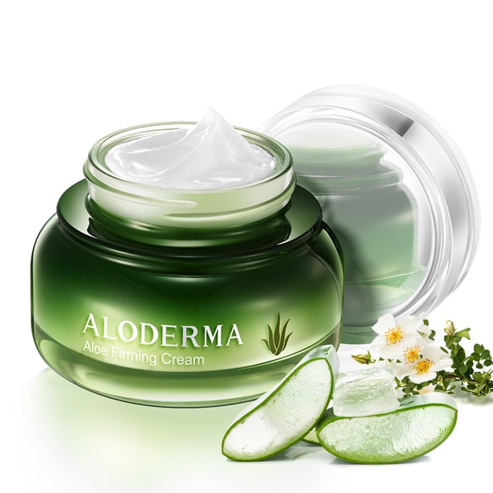 Aloderma Aloe Firming Face Cream - Made at the Source with 67% Organic Aloe Vera - Firming Face & Neck Cream with Vitamin E and 