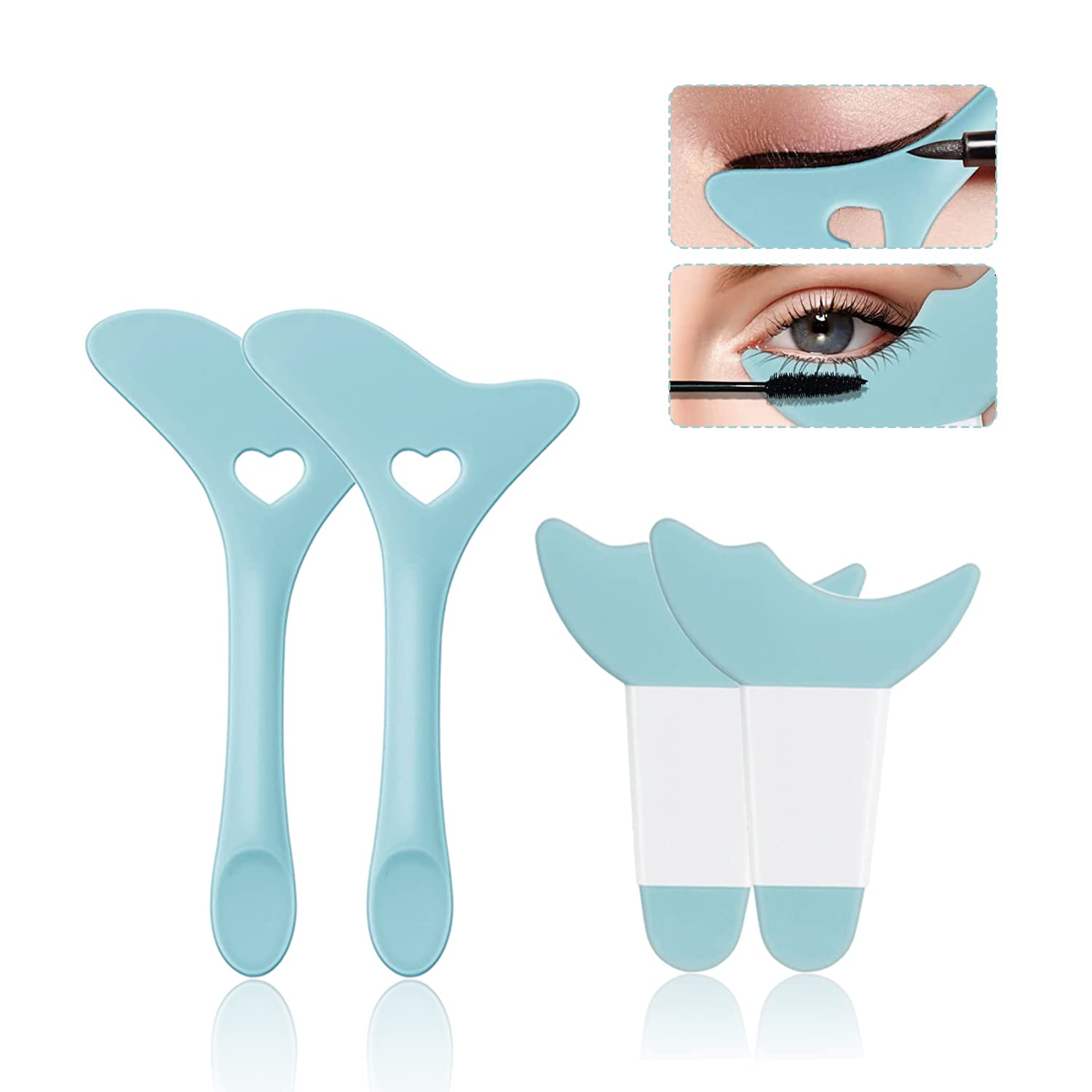 Deacocal Eyeliner Stencils 4Pcs Reusable Silicone Eyeliner Aid Mascara Shield Eyeliner Eyelash Eyeshadow Lipstick Applicator Gui
