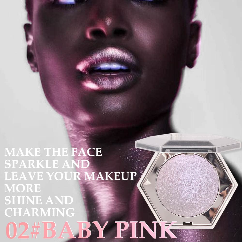Evpct Pink Mermaid Holographic Glitter Diamond Highlighter Makeup Palette For Face Iluminadores De Maquillaje Blush Bronzer And