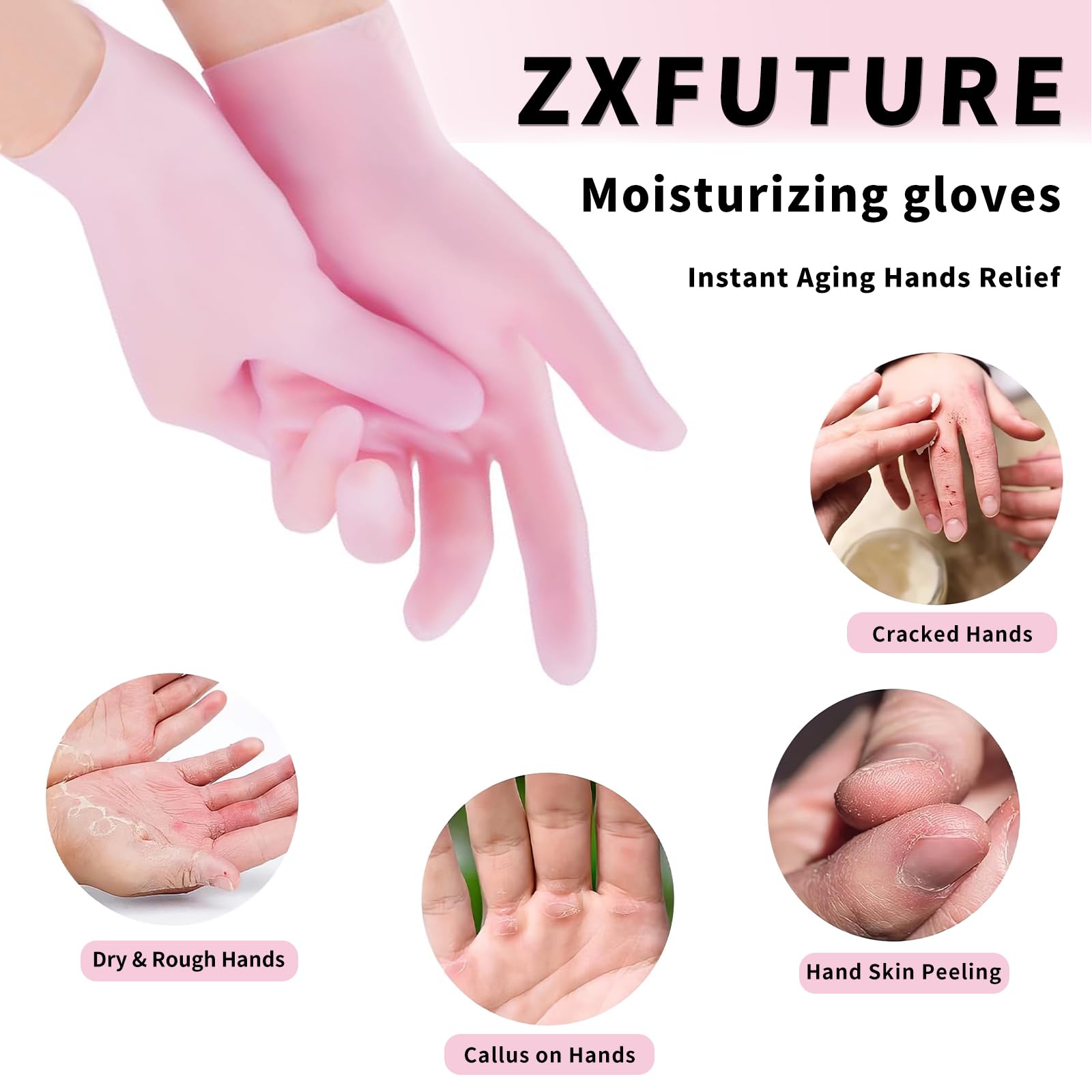 Zxfuture 3 Piece Moisturizing Glove Socks Neck Strap Set, Silicone Neck Mask For Reducing Necklines, Silicone Gel Spa Socks For