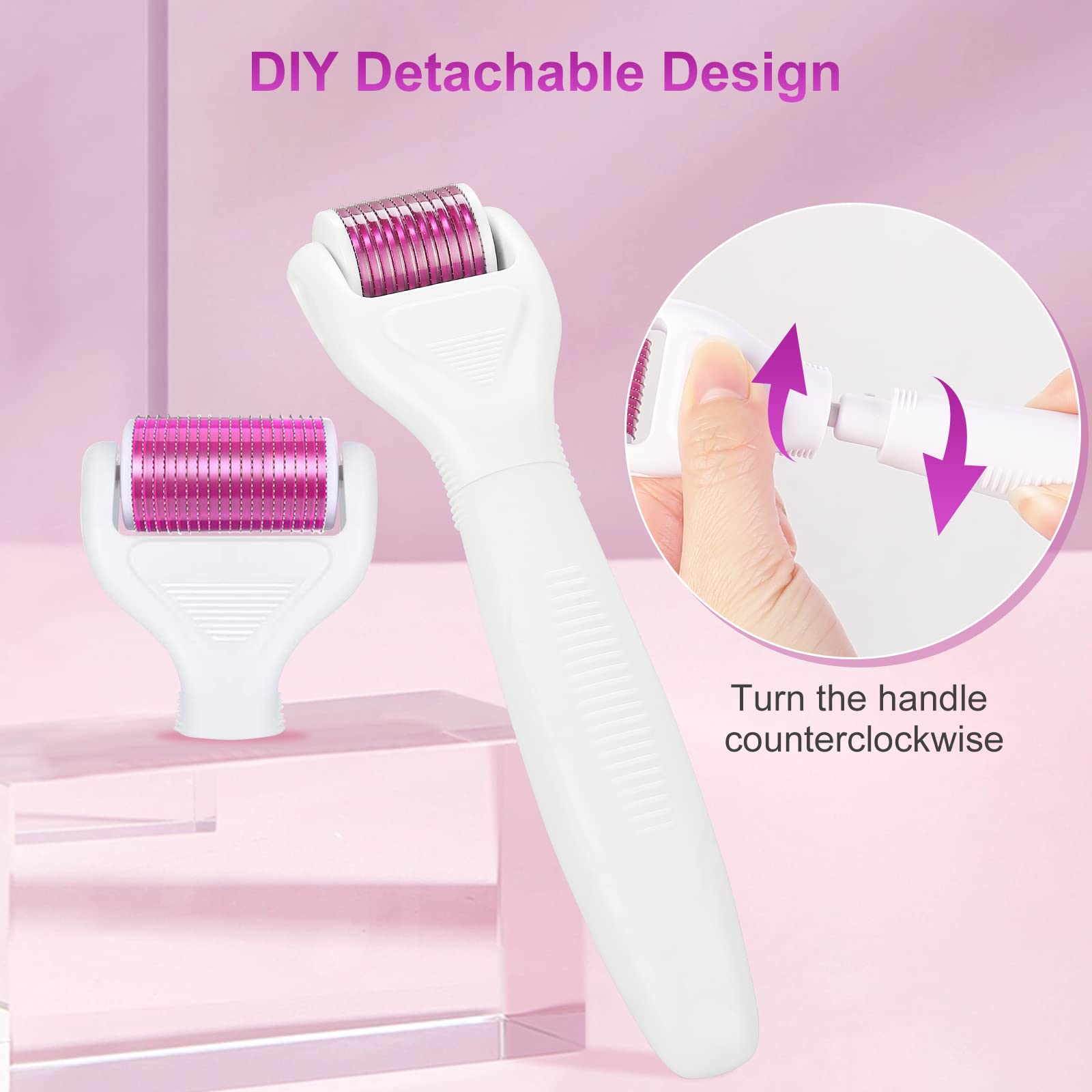 Yafex Derma Roller For Face And Body - 6 In 1 Titanium Microneedling Roller Kit Micro Needle Roller, 300 And 720 Needles 0.25Mm,