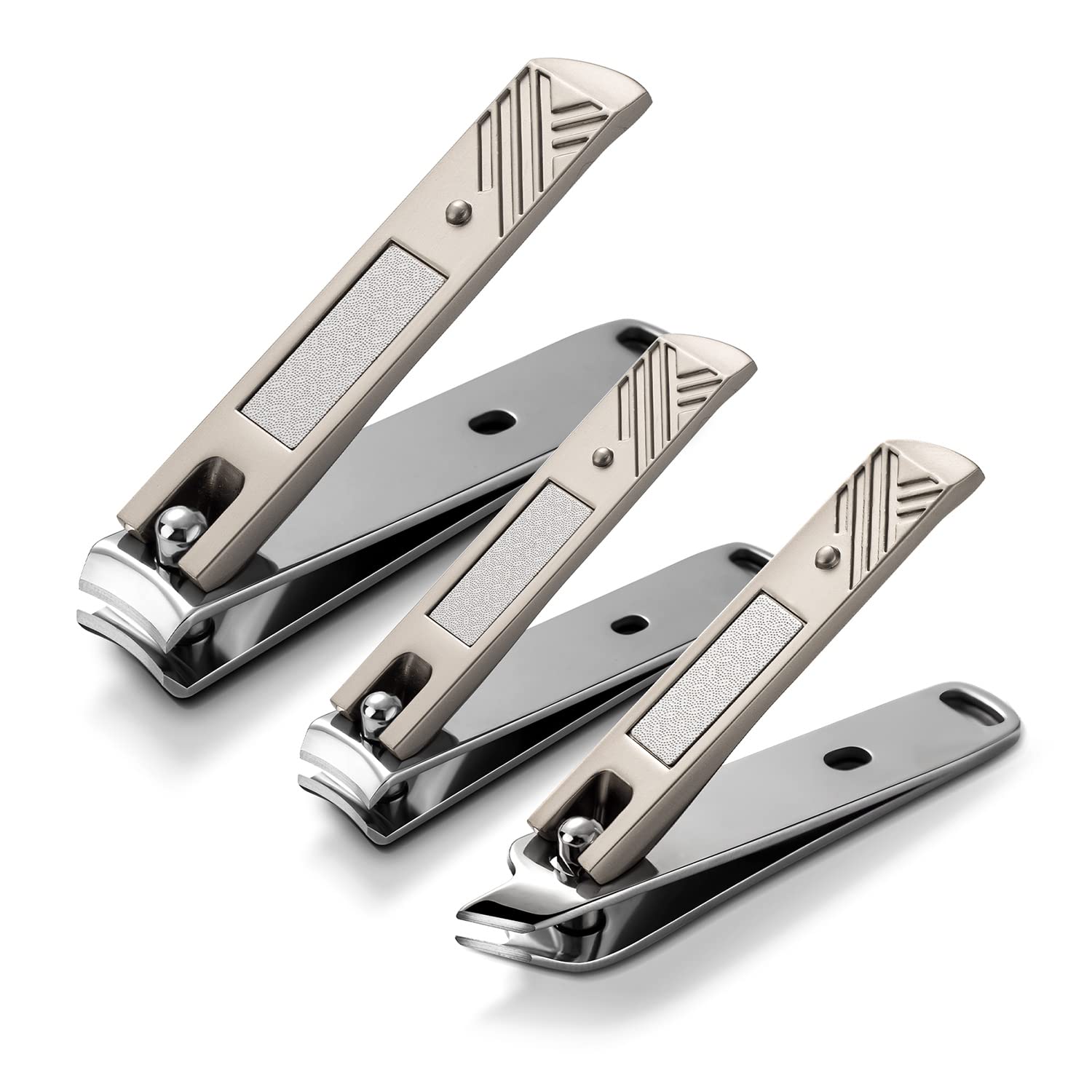 BEZOX Nail Clipper, 3PCS Set Fingernail Clippers - 2 Curved Blades and 1 Slant Cutting Edge Toenail Cutter Nail Trimmer