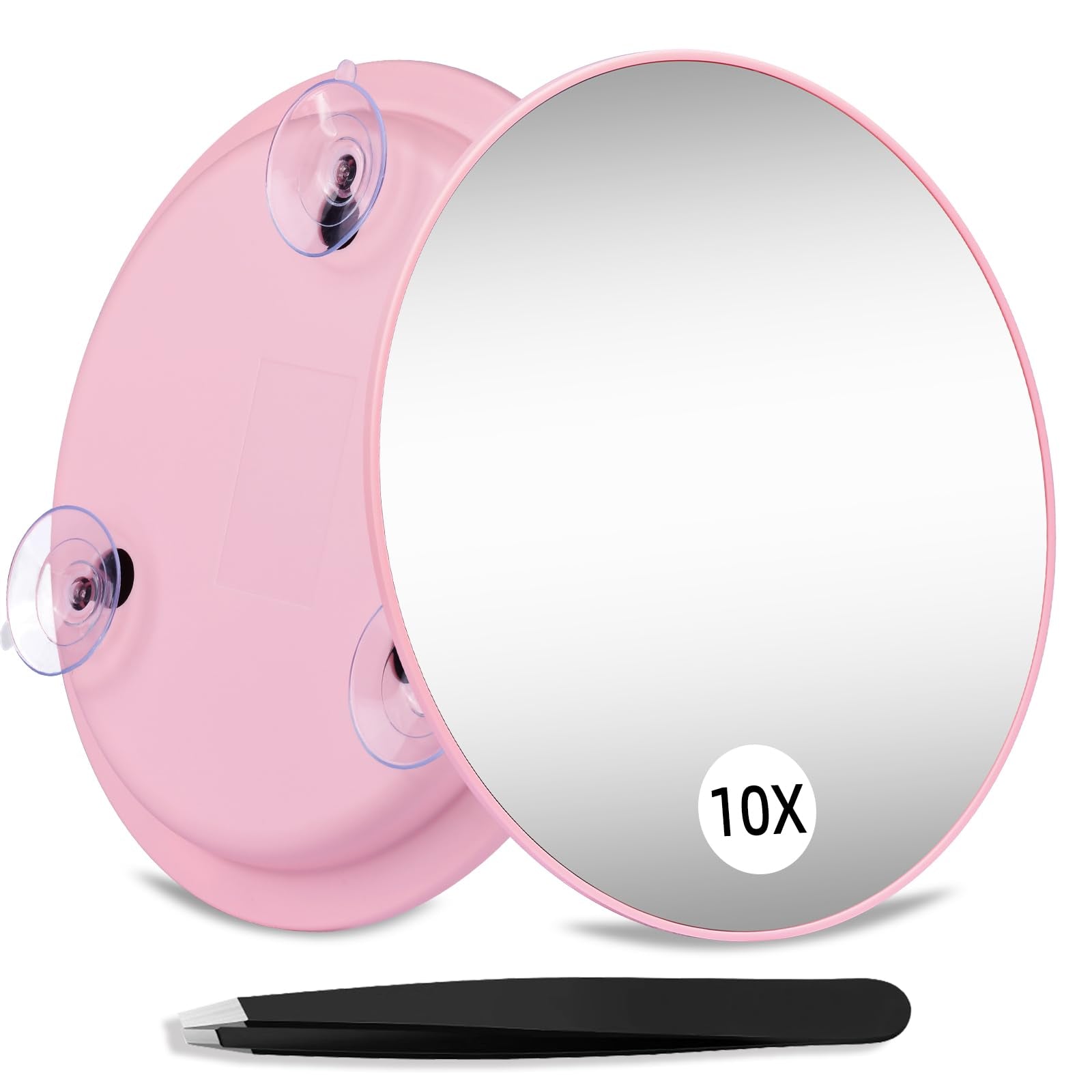 Suupvaor 10X Magnifying Mirror with 3 Suction Cups, Large 6inch Magnified Mirror 10X Travel Round Makeup Mirror with High Magnif
