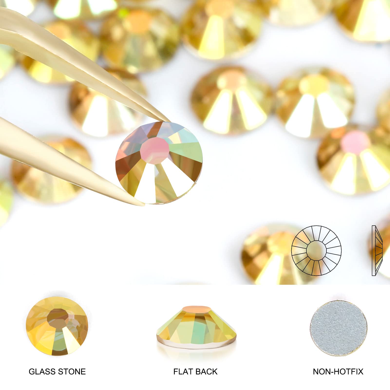 Novani Rhinestones 288Pcs Flatback Crystal Round Loose Gemstones Glass Rhinestones For Crafts Makeup Nail Art Clothes Shoes Diy