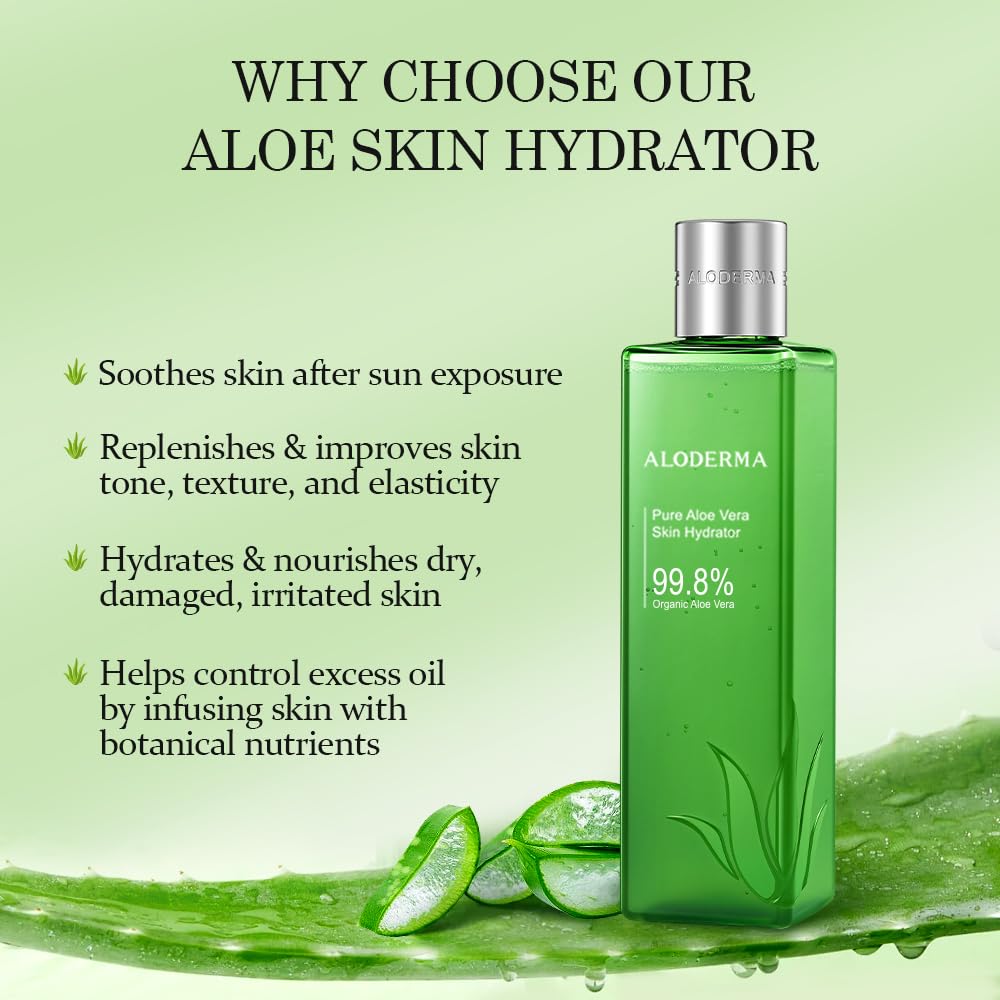 Aloderma 99.8% Organic Aloe Vera Face Hydrator Made Within 12 Hours Of Harvest - Moisturizing & Hydrating Facial Toner For Oily
