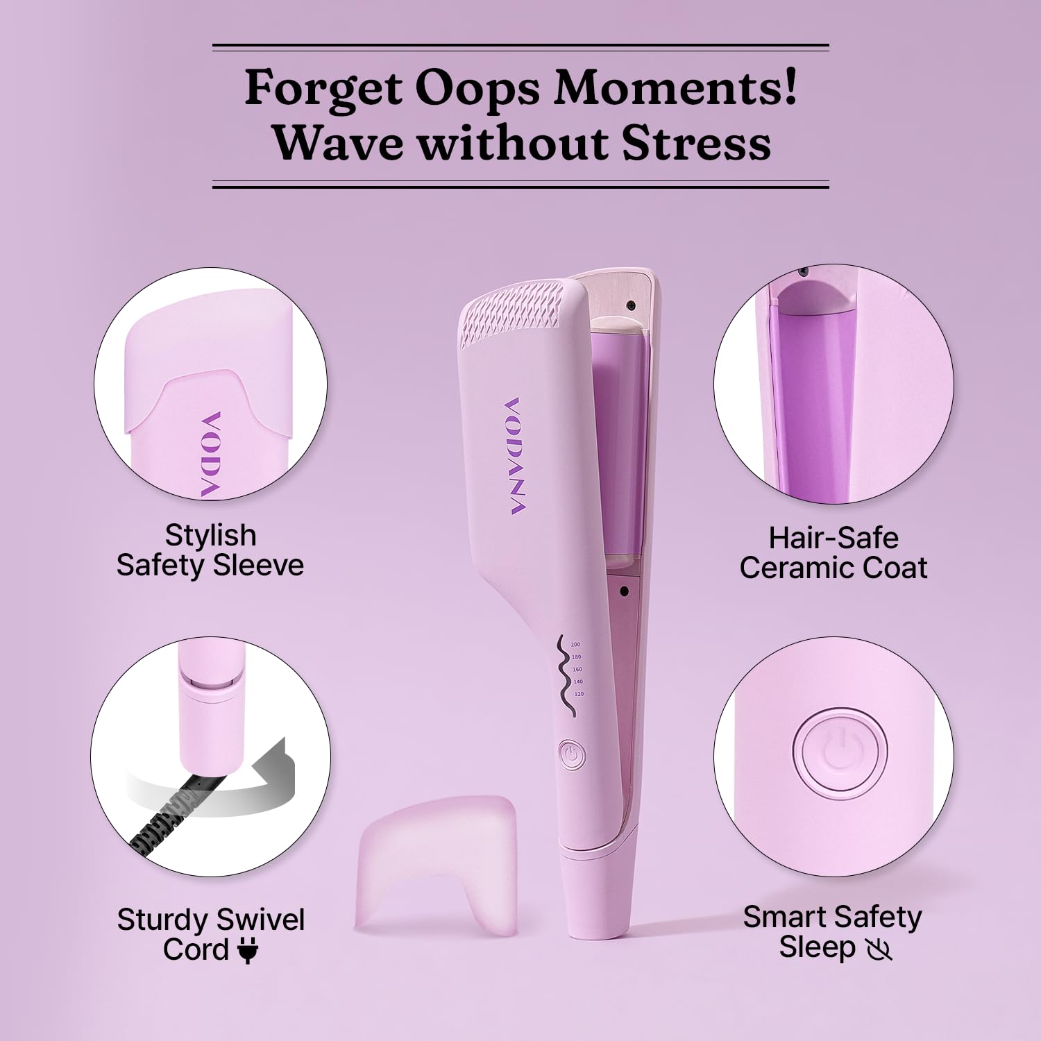 Vodana Professional Triple Flow Ceramic Hair Waver - Easy Beach Waves With Embedded Double Barrel Wave Iron. Experience Instant