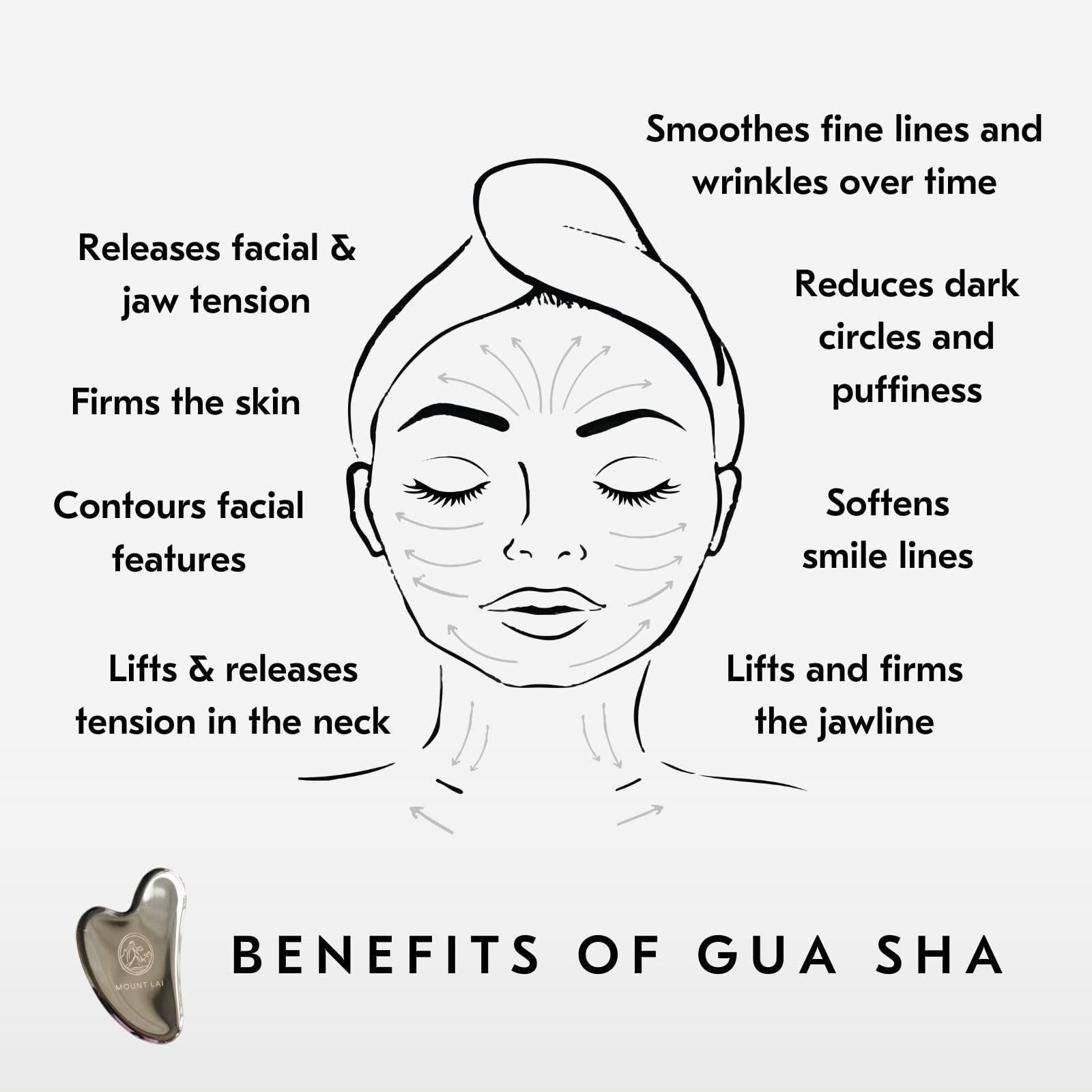 Mount Lai - The Stainless Steel Gua Sha Facial Lifting Tool | Face Sculpting Tool For Skin Care | Guasha Tool For Face And Body