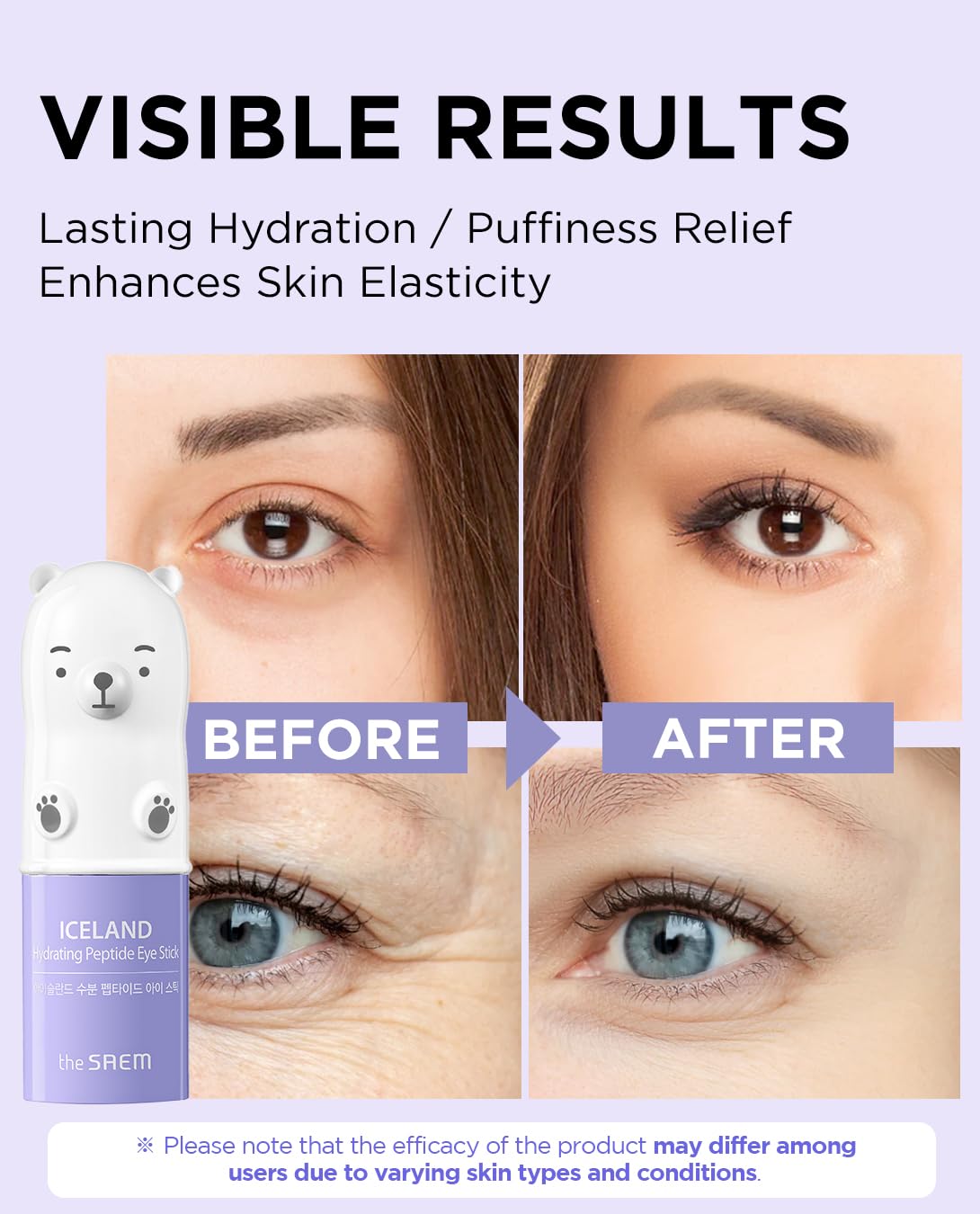 Thesaem Iceland Hydrating Peptide Eye Stick 0.24Oz - Elasticity, Cooling, Moisturizing Eye Balm For Loose Skin - Under Eye Treat
