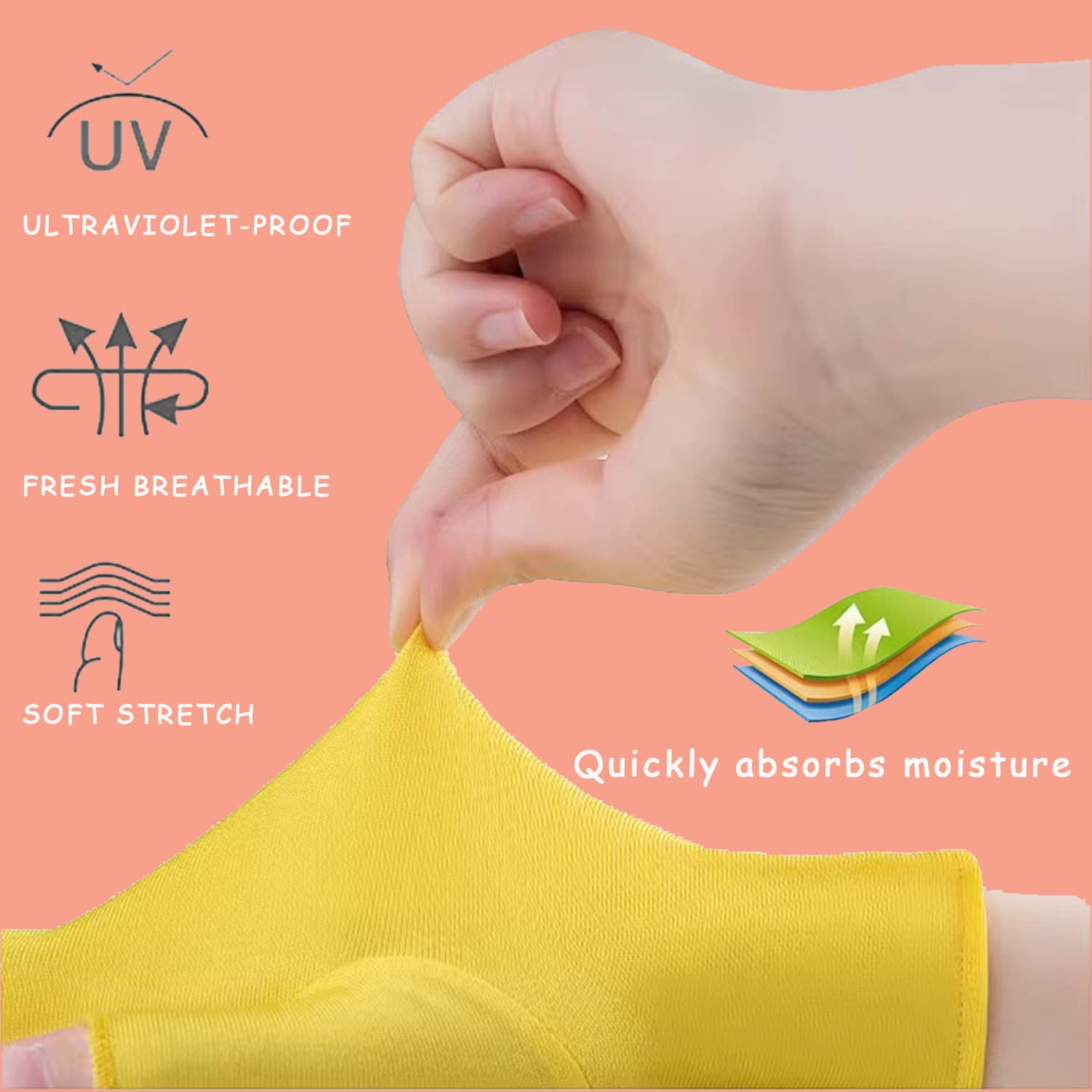 Cooslim Anti Uv Gloves For Gel Nail Lamp, Upf50+ Protection Gloves For Manicures, Uv Sun Protection Gloves For Women-Yellow